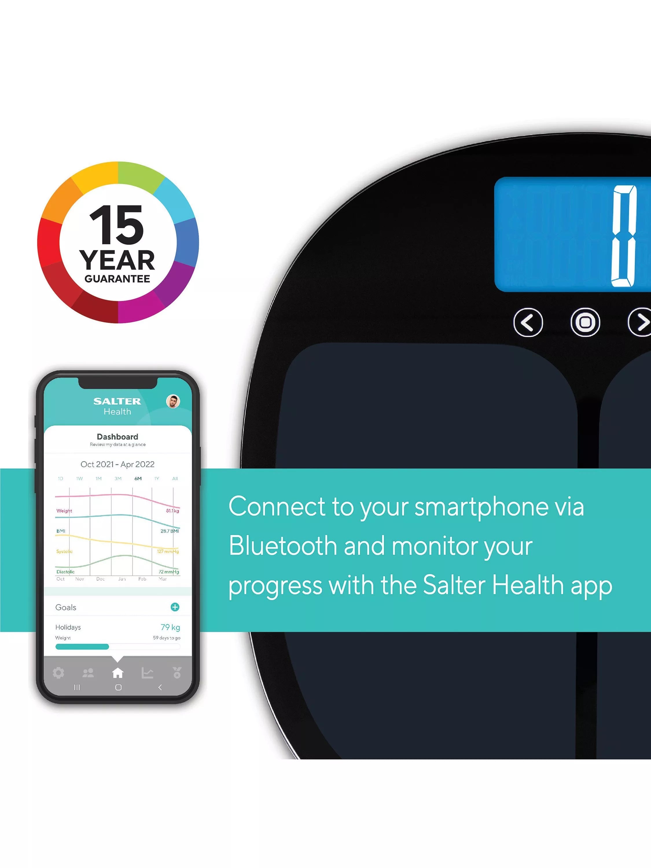 Salter Curve Bluetooth Smart Analyser bathroom scale (British brand)