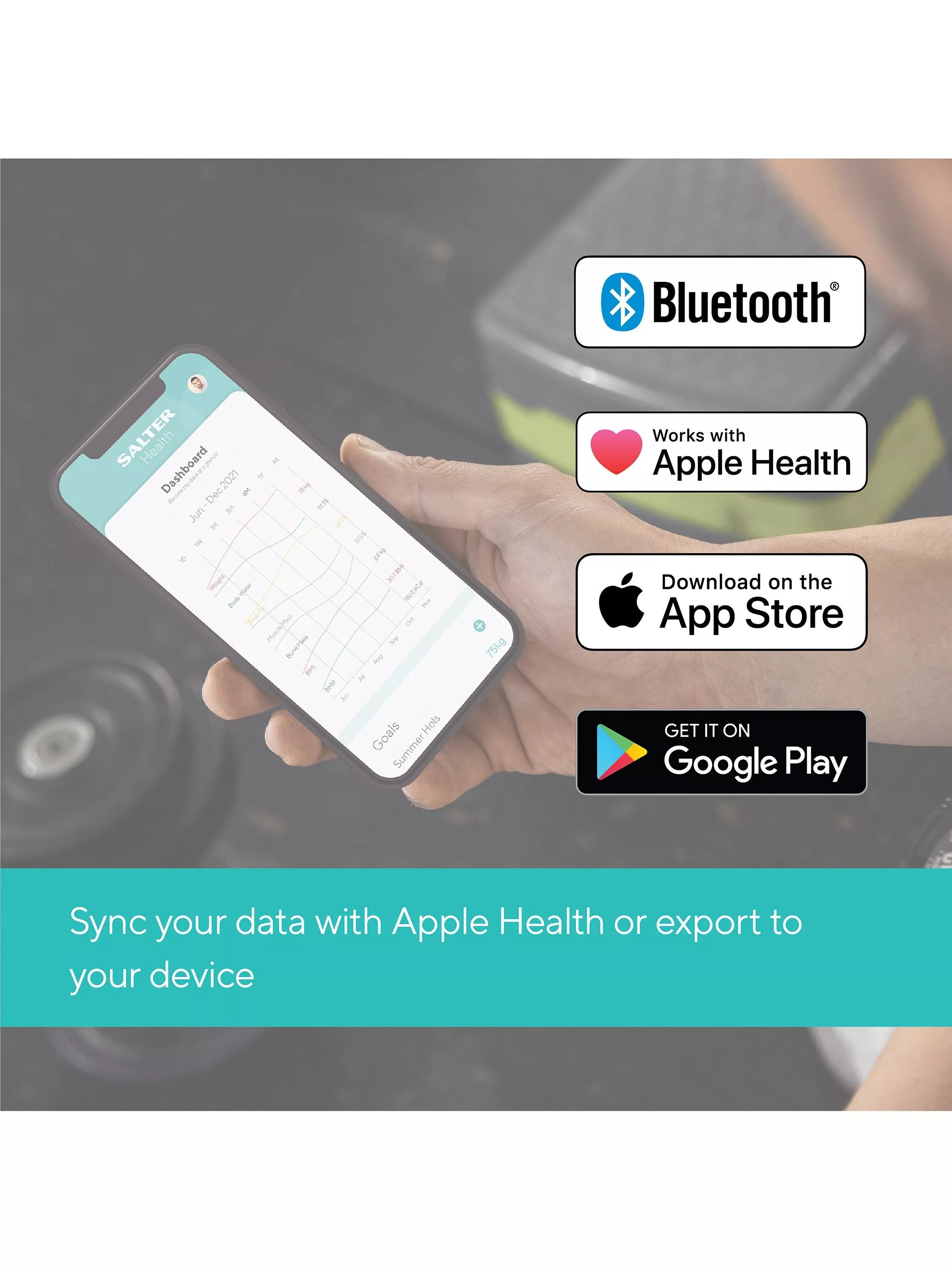 Salter Curve Bluetooth Smart Analyser bathroom scale (British brand)