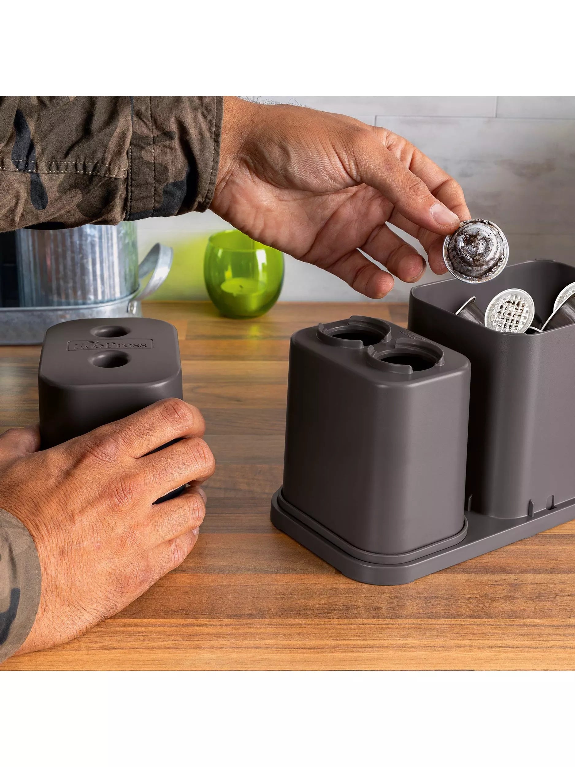 Dualit EcoPress Max aluminium coffee capsule recycler grey, UK version