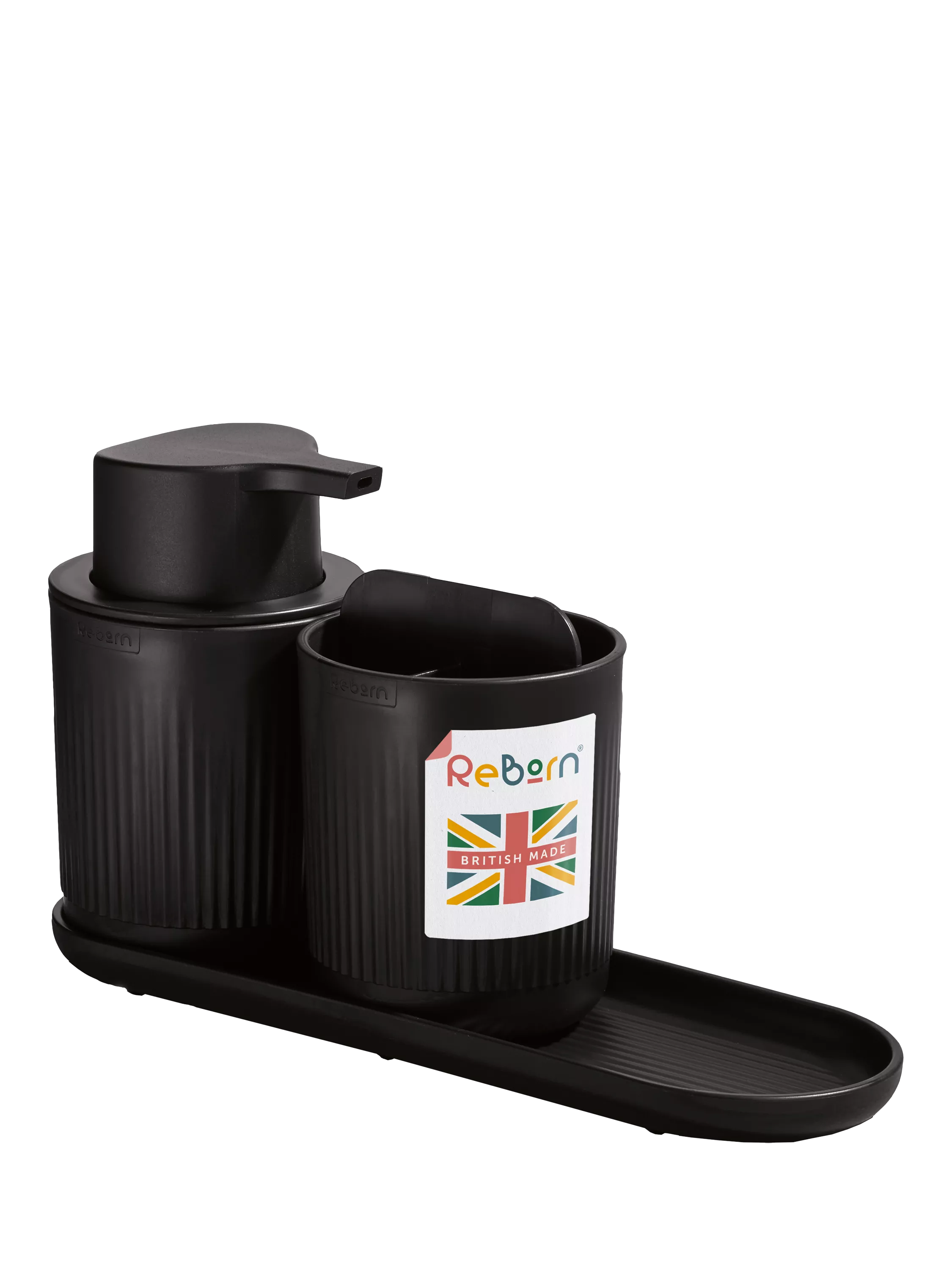 ReBorn Recycled Plastic Bathroom Accessories Set, Dark Grey