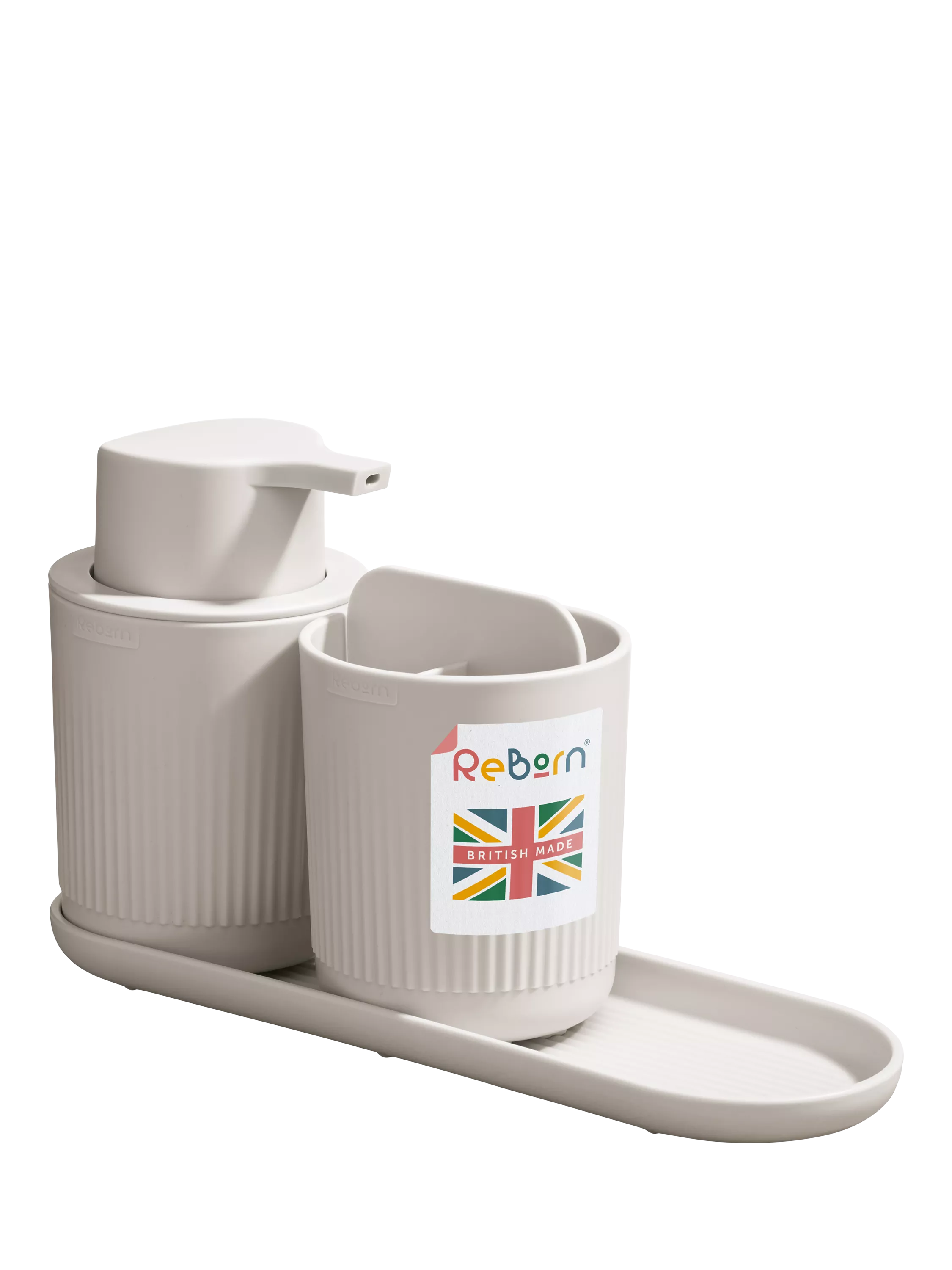 ReBorn Recycled Plastic Bathroom Accessories Set, Stone