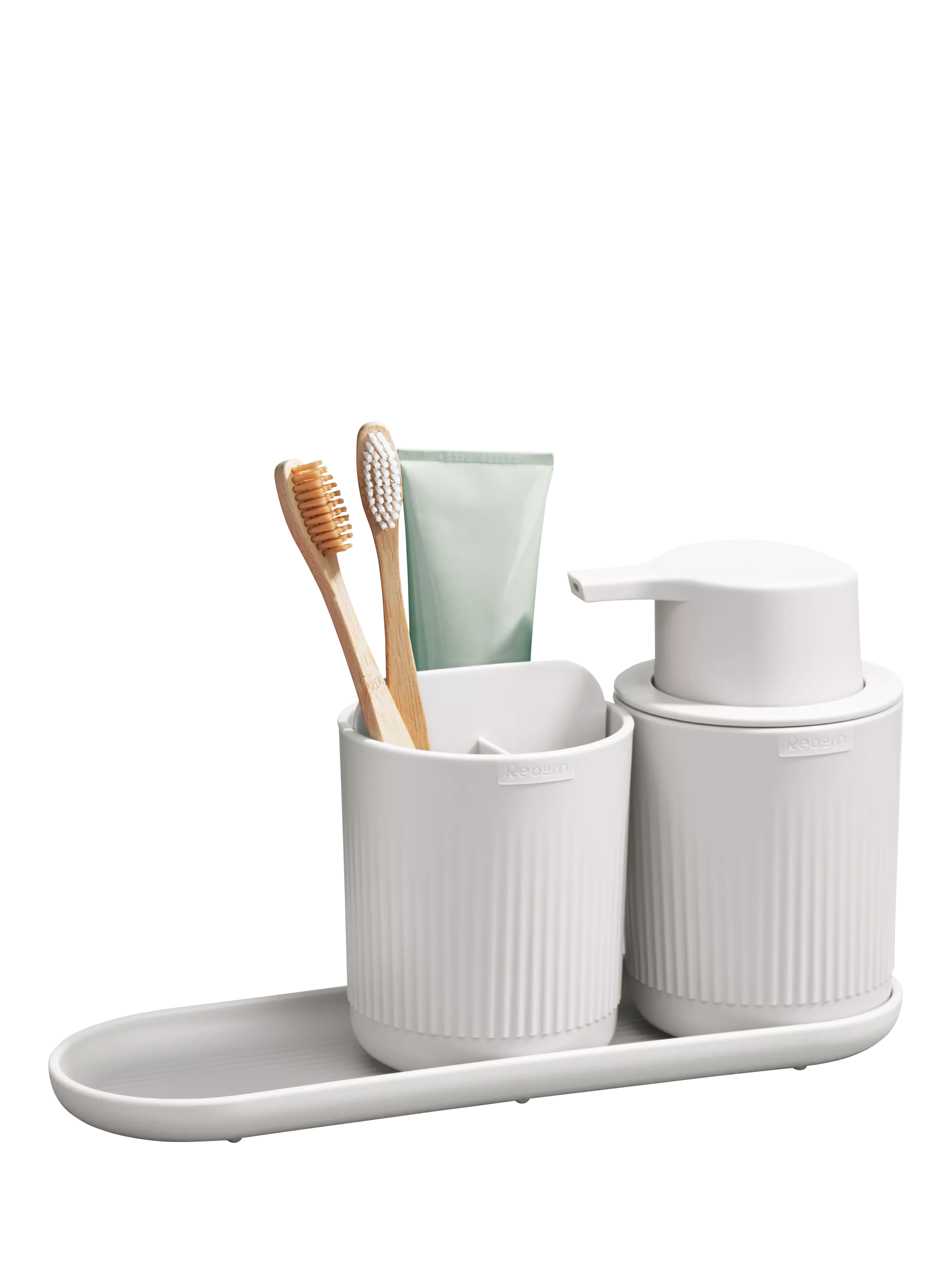 ReBorn recycled plastic bathroom accessories set (British brand)