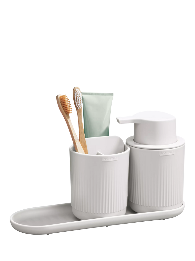 ReBorn recycled plastic bathroom accessories set (British brand)
