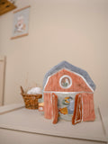 Soft Barn-Shaped Baby Activity Book with Mirror and Rattle