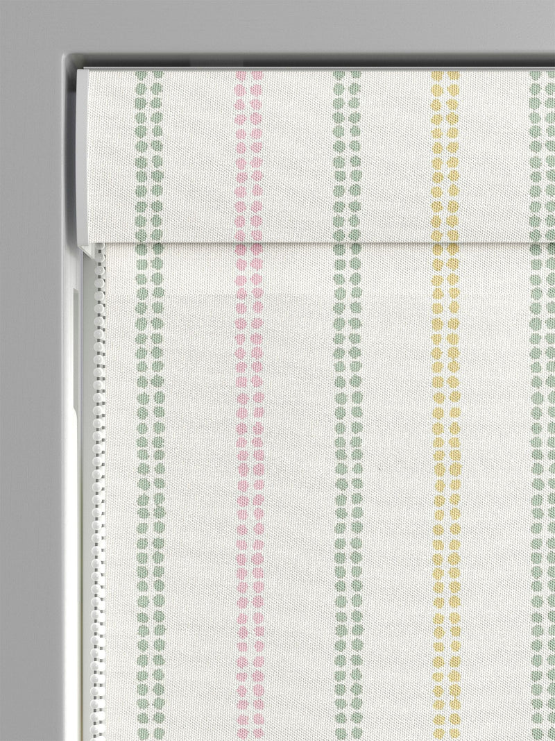 Laura Ashley pale ochre candy stripe cotton roman blind (British brand)