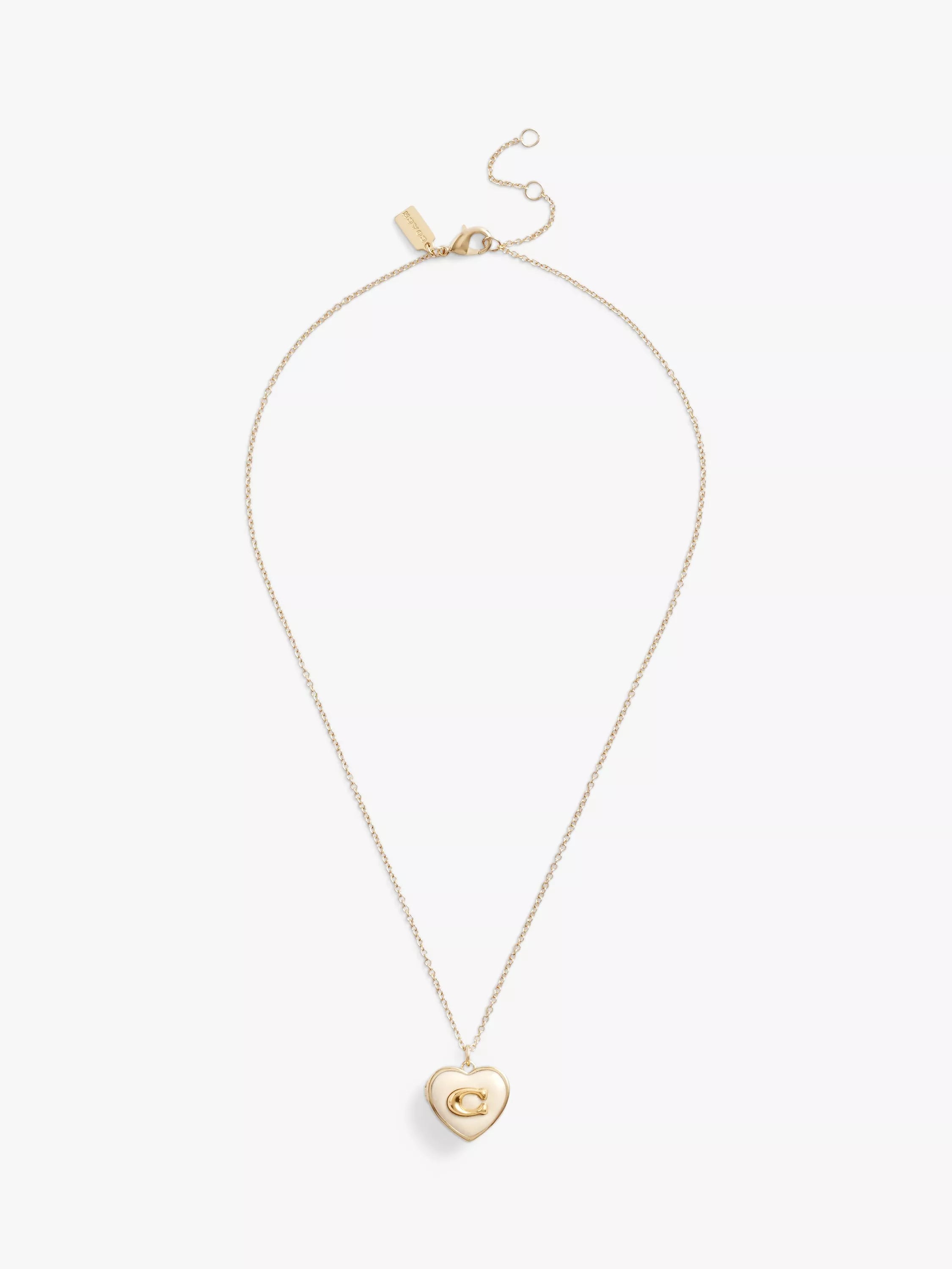 Coach Enamel Crystal Heart Locket Necklace UK version