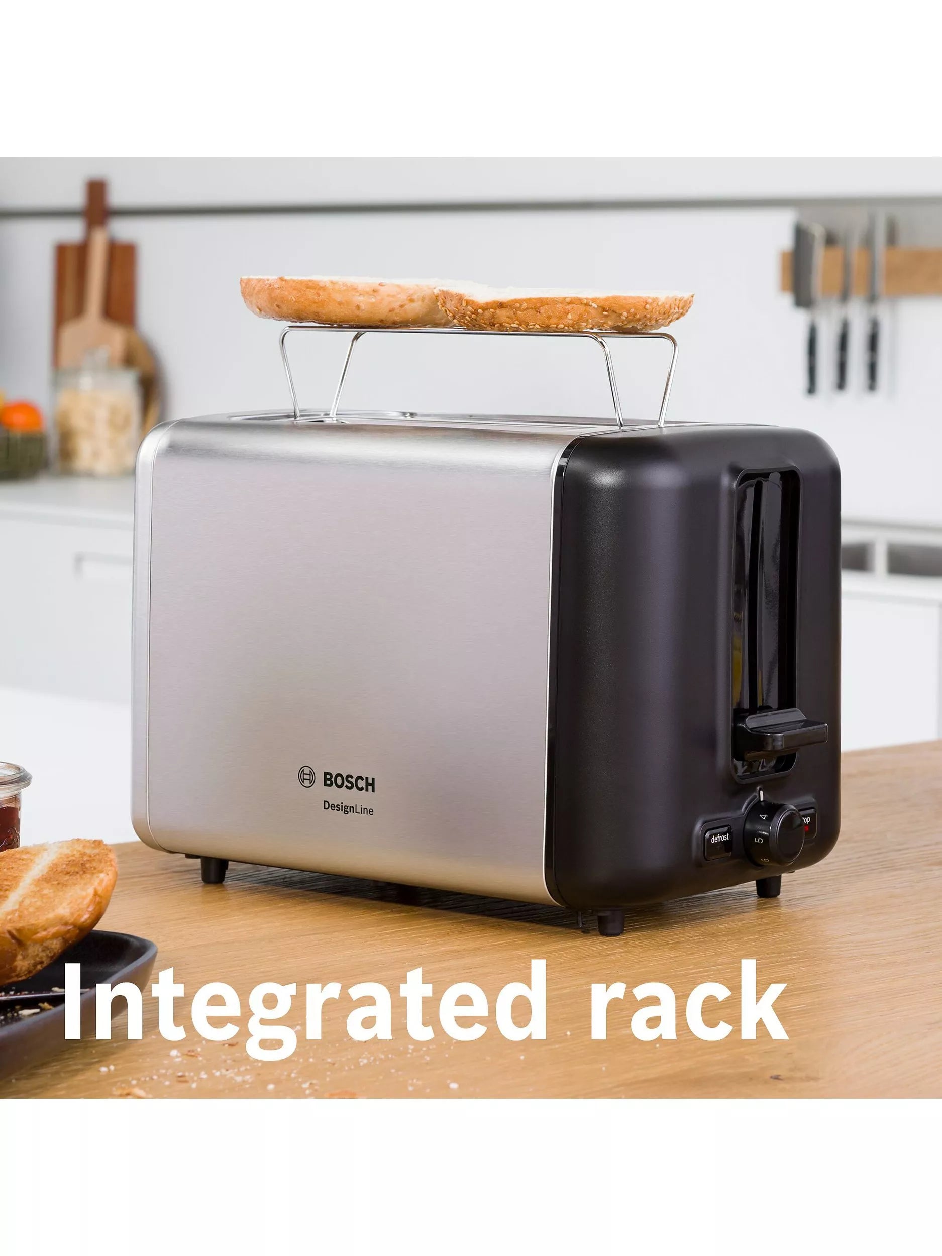 Bosch DesignLine 2 slice stainless steel toaster - British product