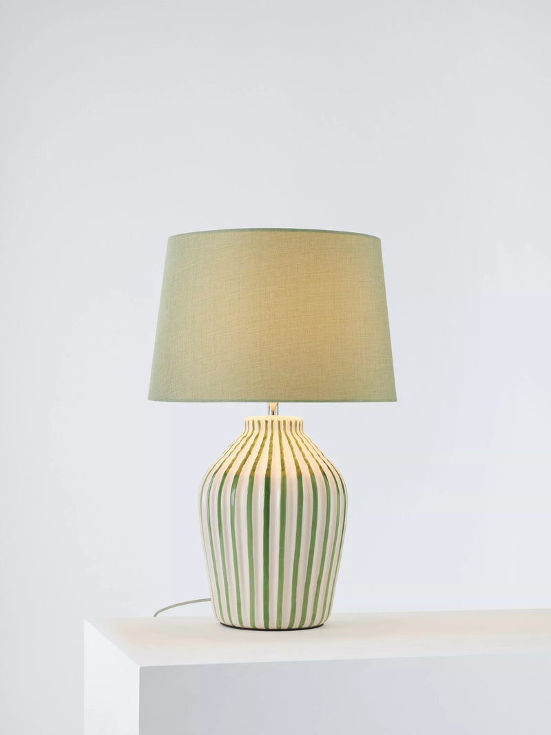 John Lewis Trevone Ceramic Table Lamp, Green