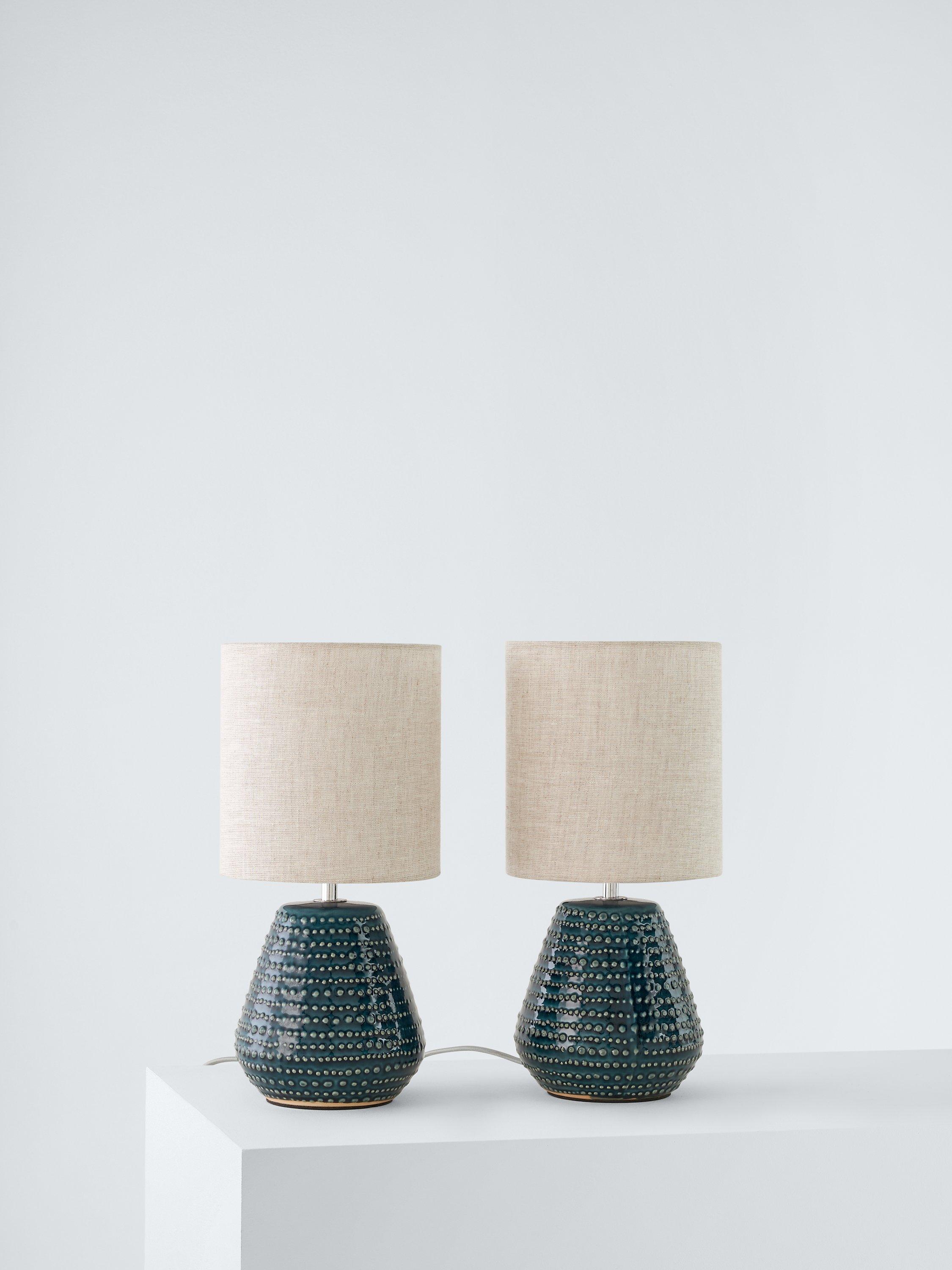 John Lewis Elwood table lamp set of 2 ceramic base linen shade, UK version