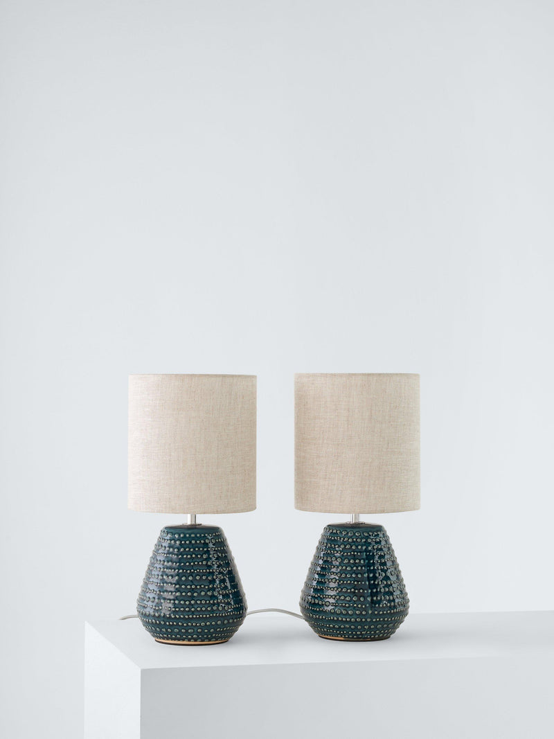 John Lewis Elwood table lamp set of 2 ceramic base linen shade, UK version