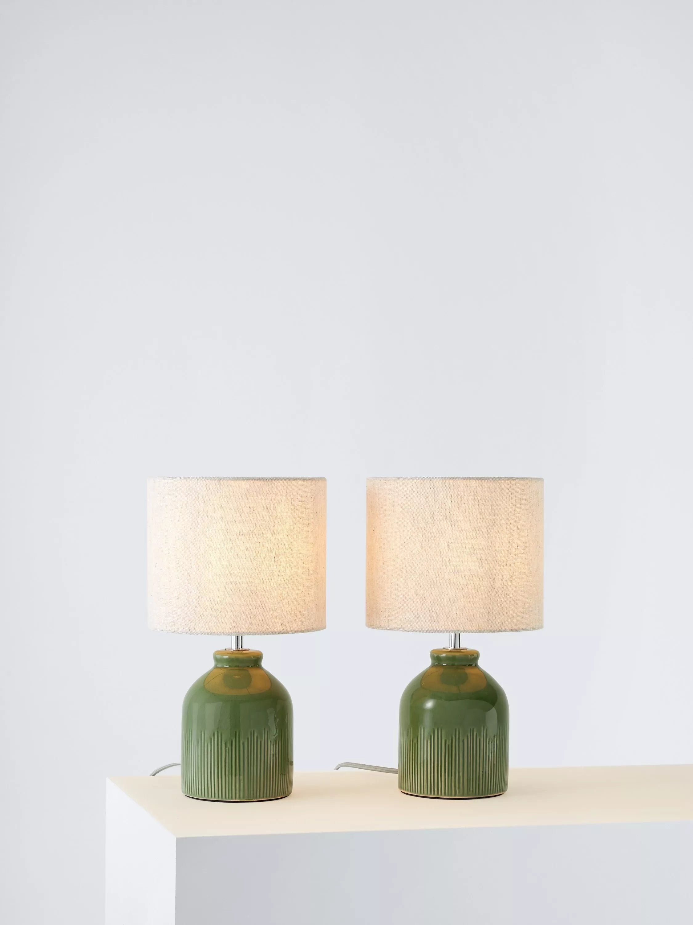 John Lewis Carlow Ceramic Table Lamp, Set of 2, Grasmere
