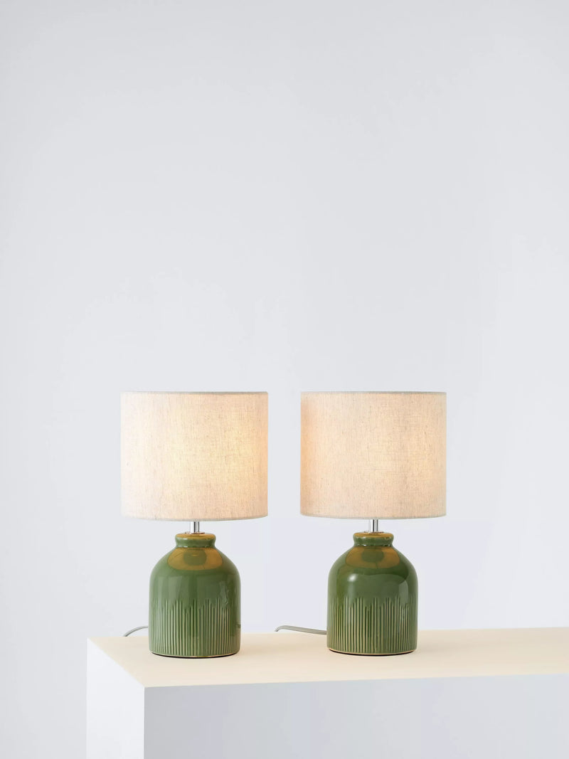 John Lewis Carlow Ceramic Table Lamp, Set of 2, Grasmere