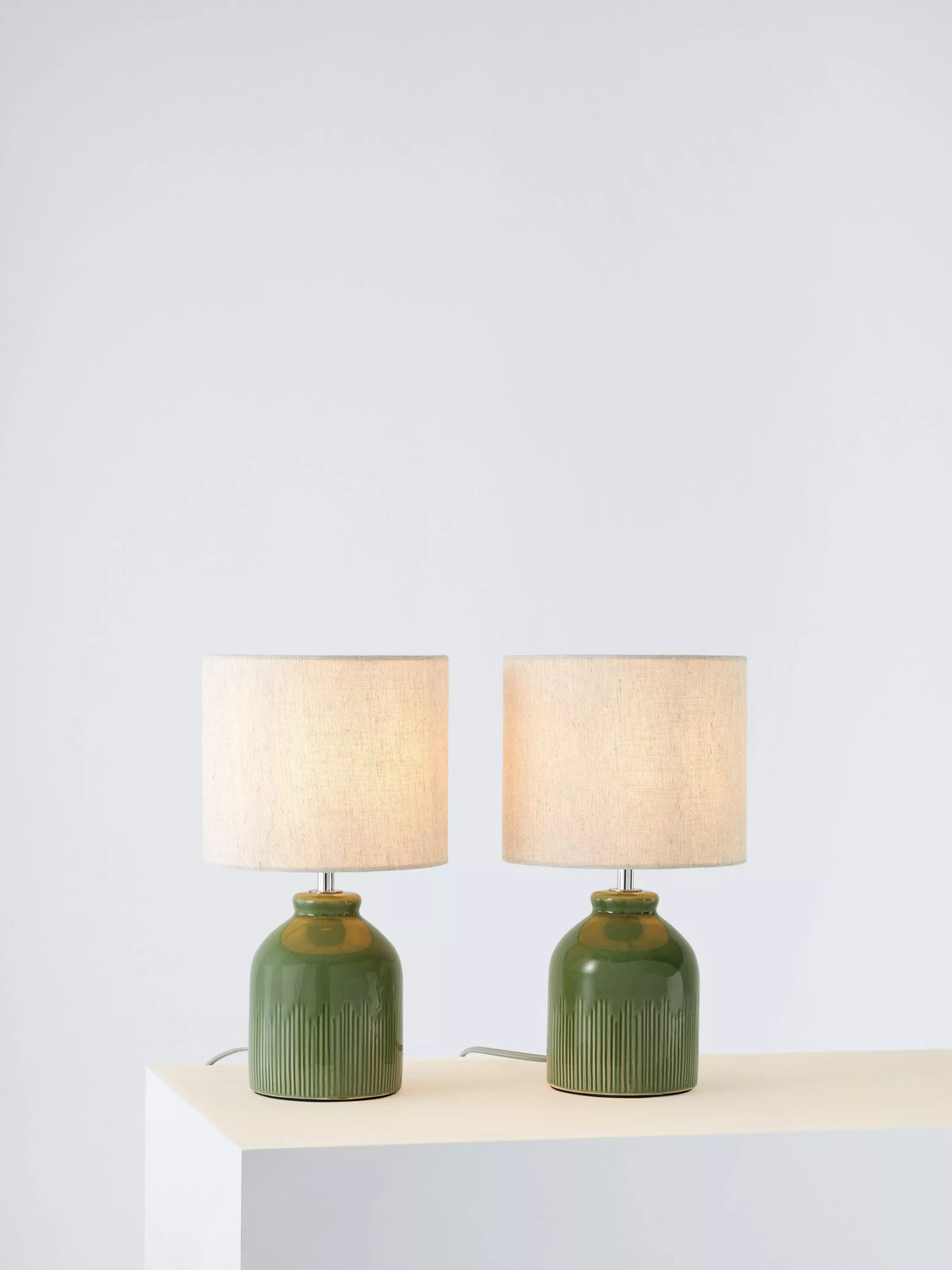 John Lewis Carlow Ceramic Table Lamp, Set of 2, Grasmere
