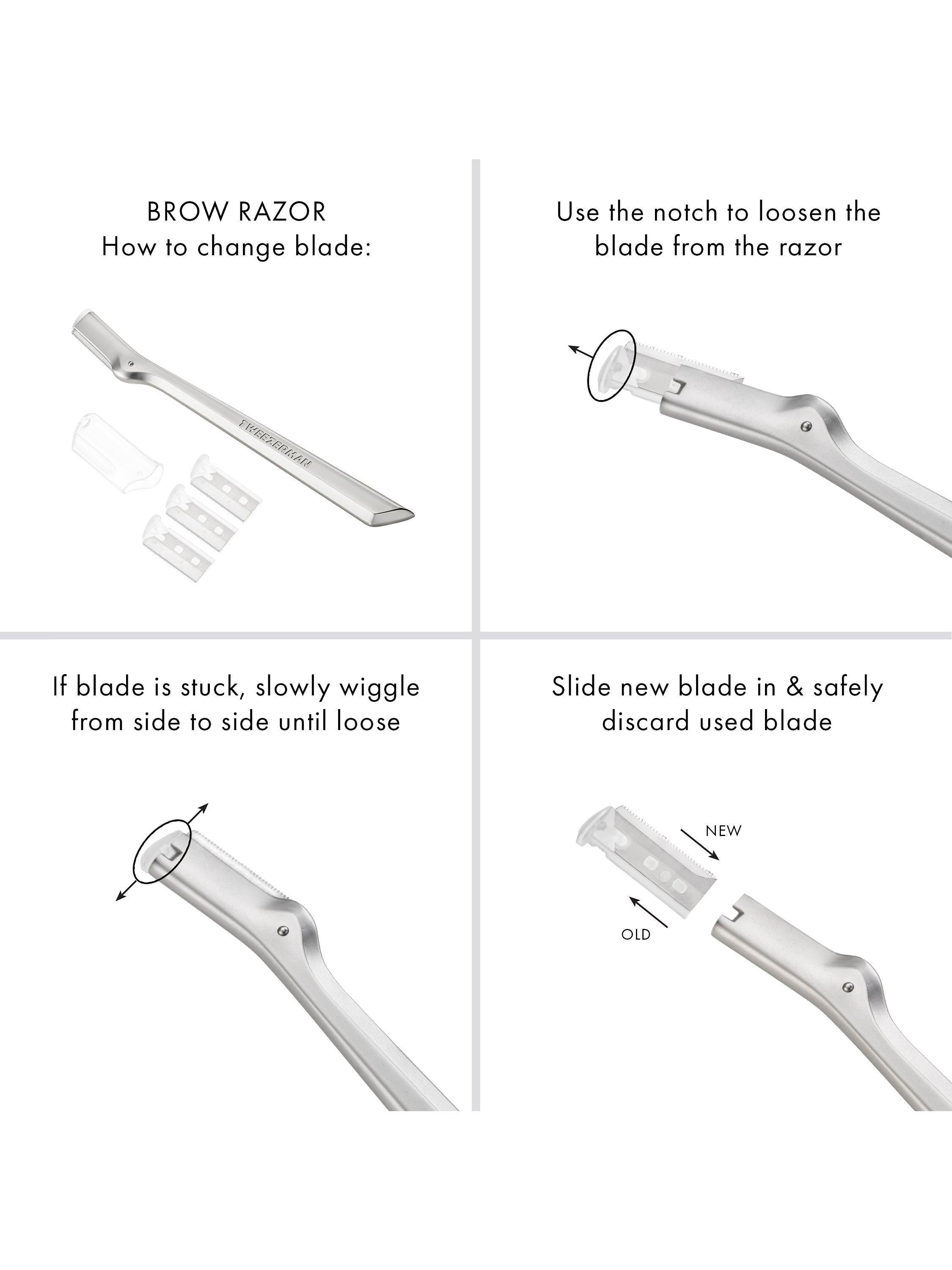 Tweezerman brow razor for precise grooming, imported from the UK