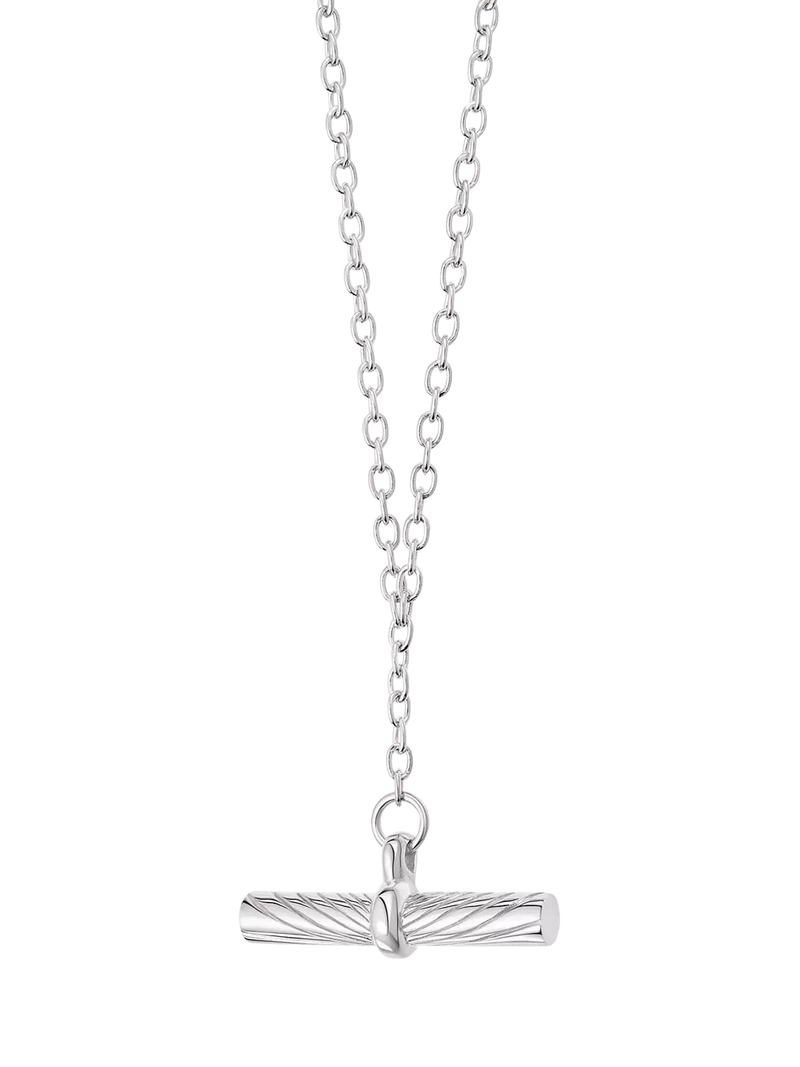 Daisy London silver T-bar pendant necklace (British brand)