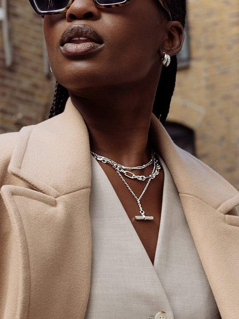 Daisy London silver T-bar pendant necklace (British brand)
