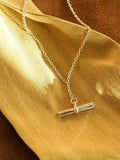 Daisy London silver T-bar pendant necklace (British brand)