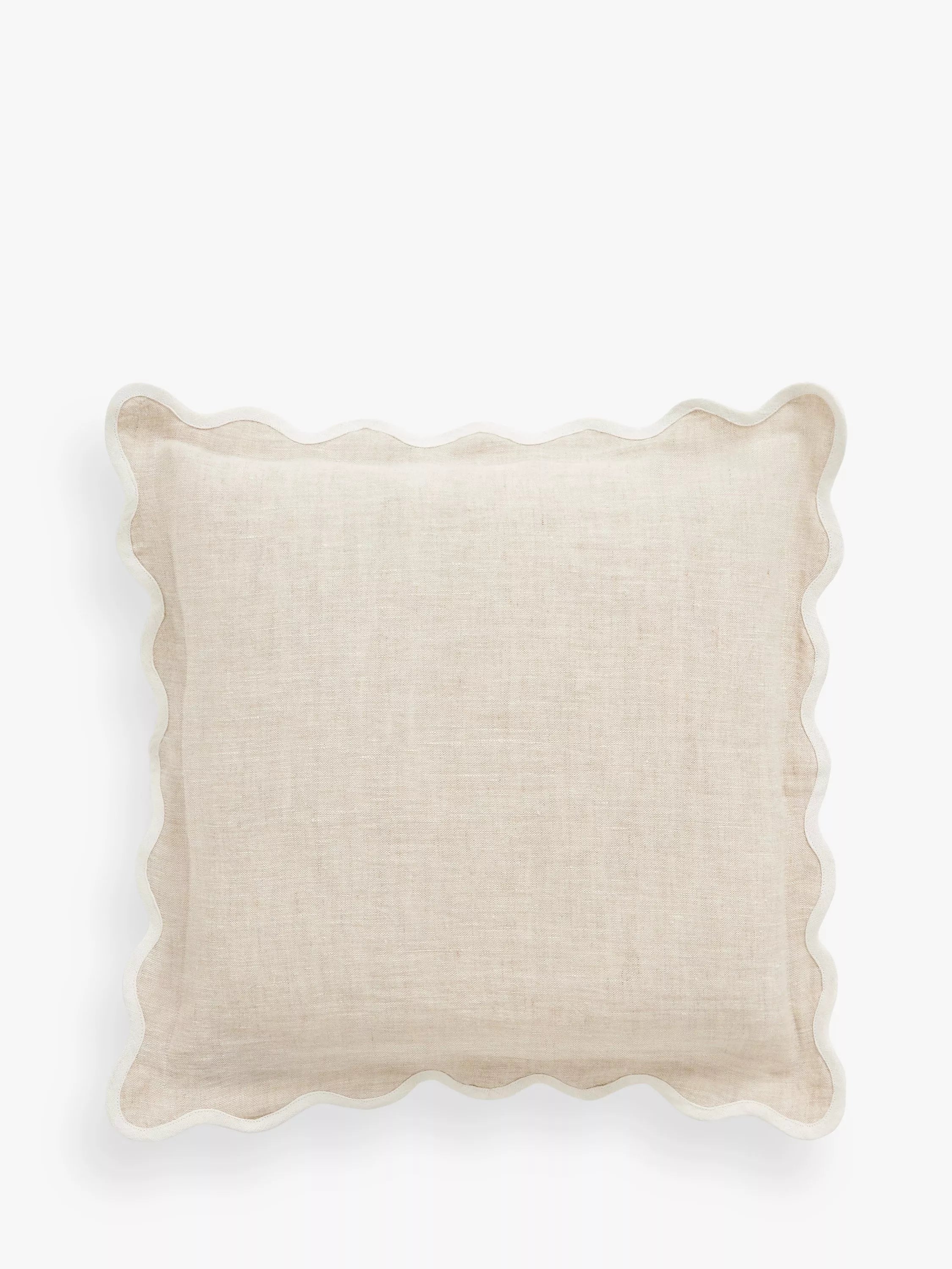 John Lewis Scalloped Linen Cushion - Lake H45 x W45 cm