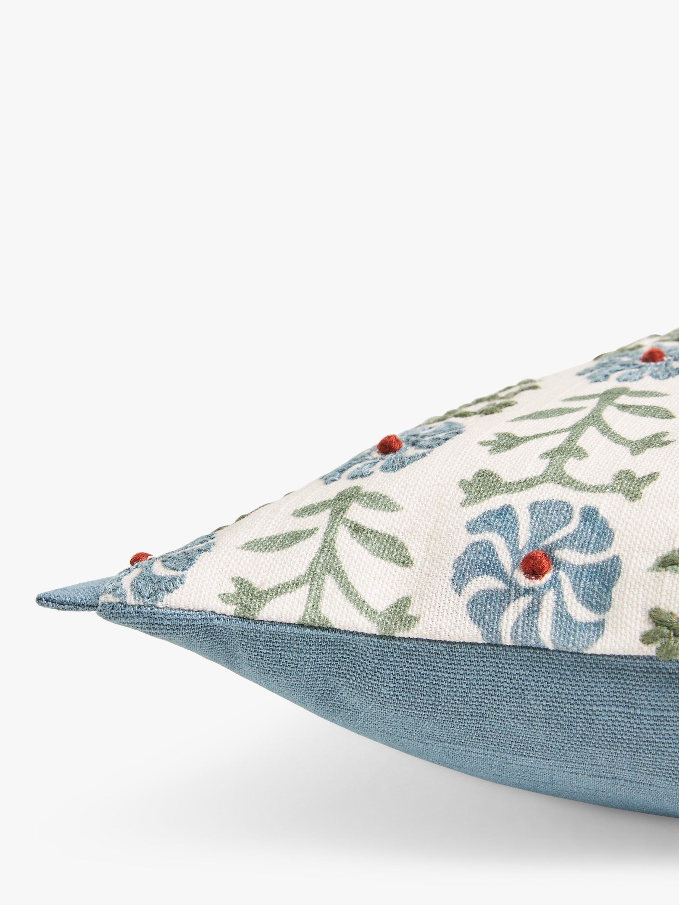 John Lewis cotton-printed decorative cushion with embroidery, UK version