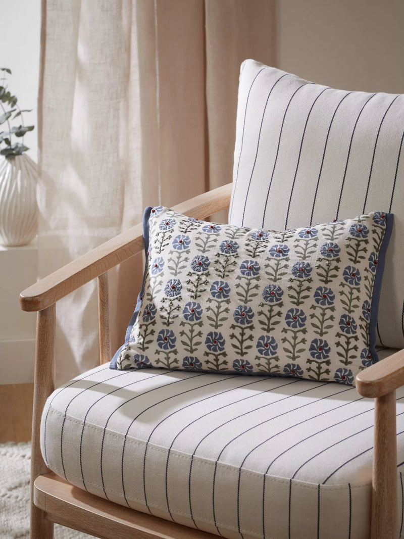 John Lewis cotton-printed decorative cushion with embroidery, UK version