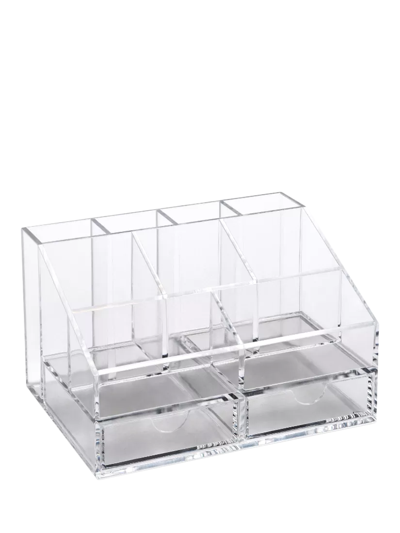 Osco clear acrylic desk organiser with two drawers, imported from the UK