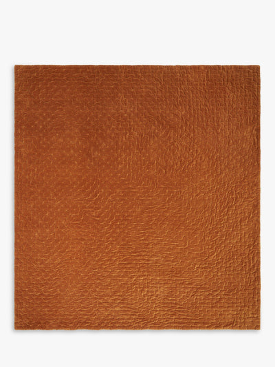 John Lewis Reversible Quilted Cotton Velvet Bedspread with Floral Print, Rust/Blue, Suitable for Double and King Beds- Buy online at McGrocer