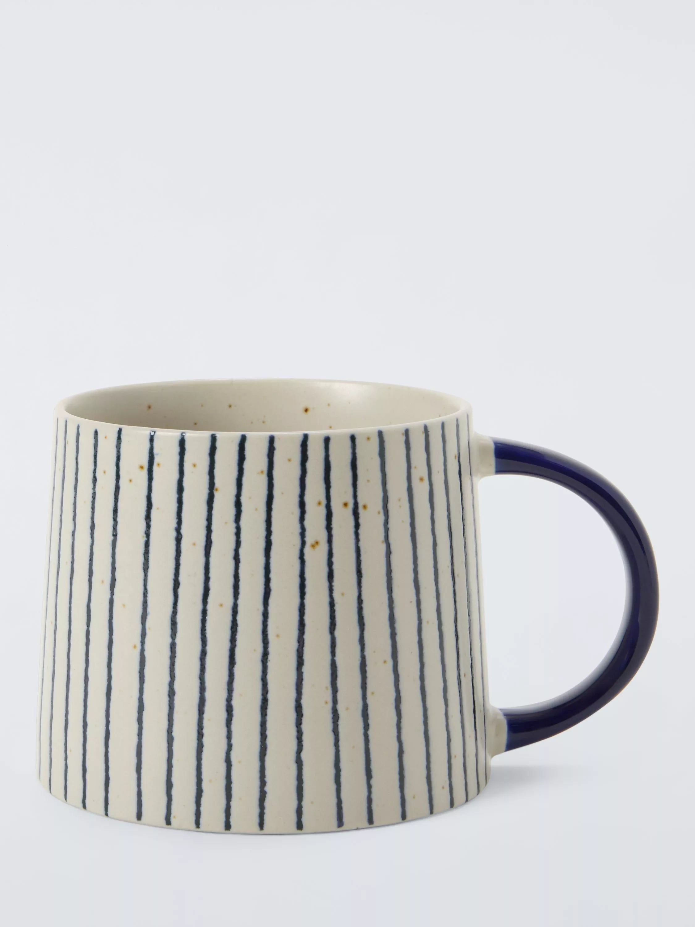 John Lewis stoneware mug vertical stripe blue white 330ml (British brand)