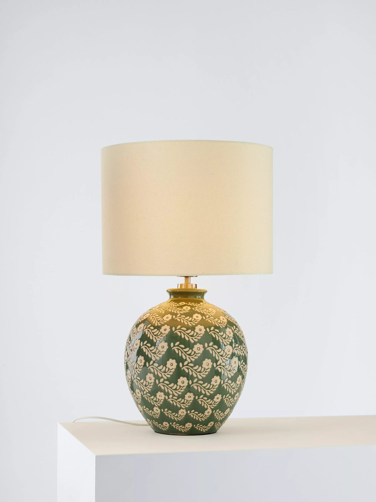 John Lewis Agnes ceramic floral table lamp green - British product