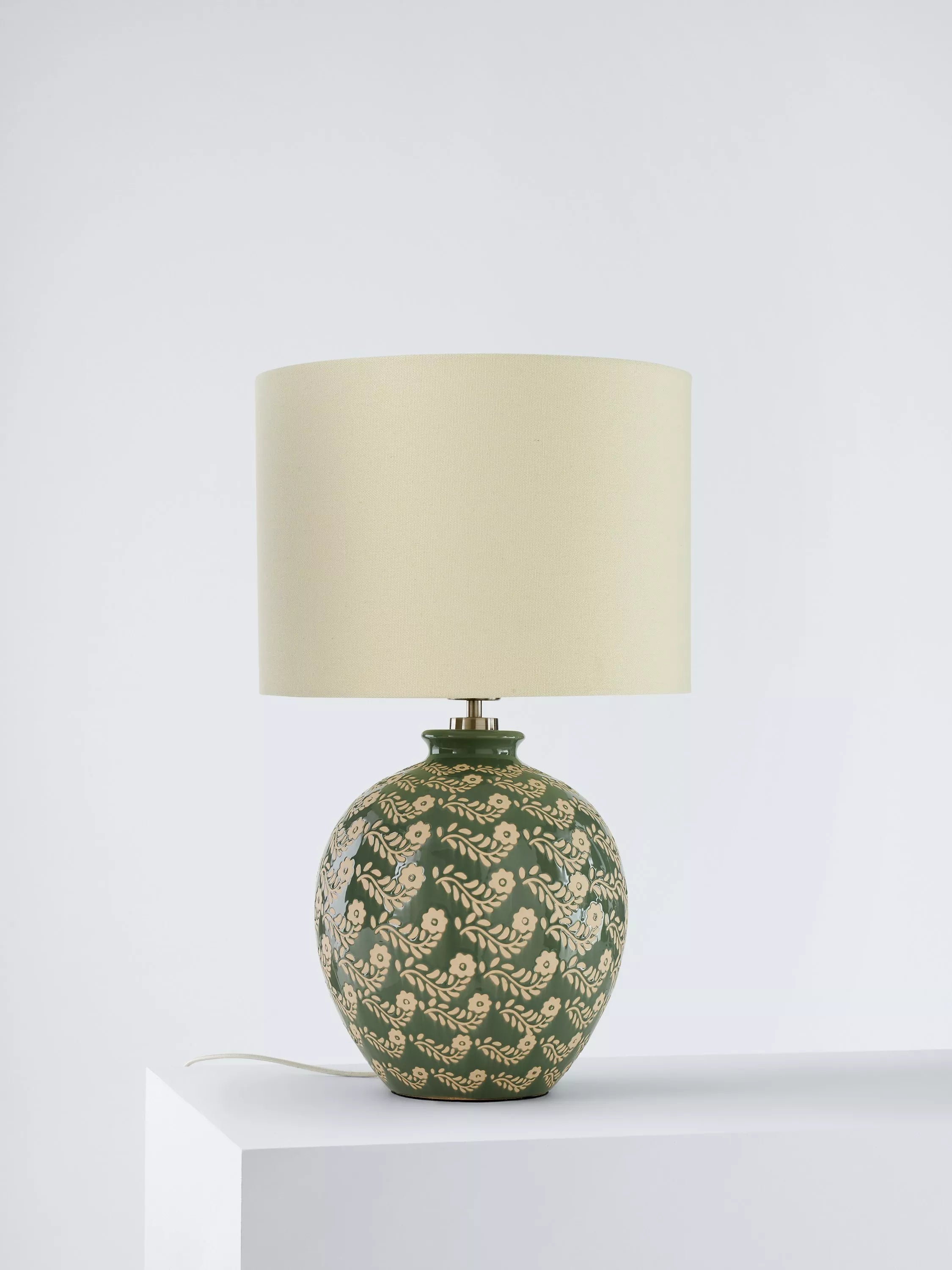 John Lewis Agnes ceramic floral table lamp green - British product