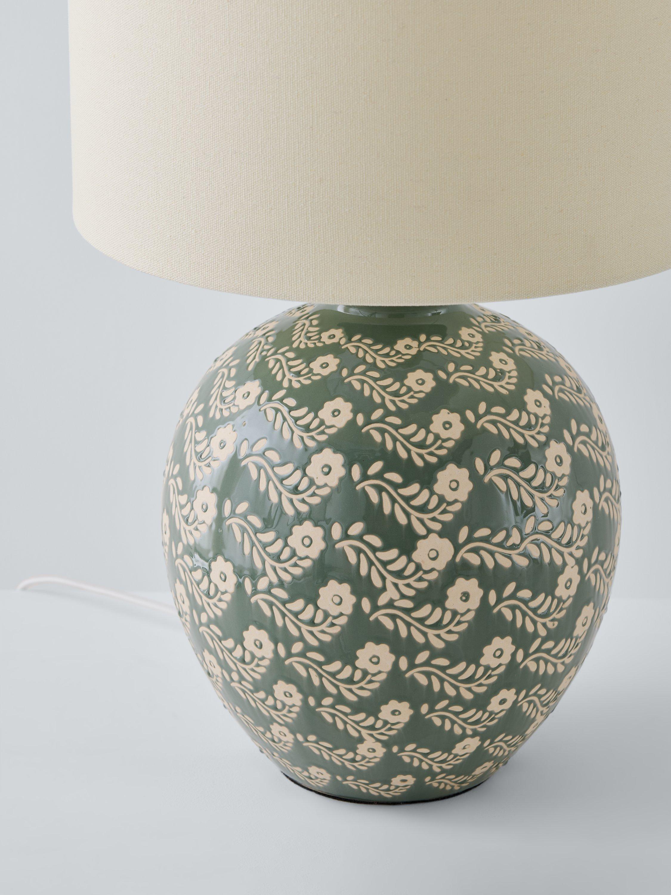 John Lewis Agnes ceramic floral table lamp green - British product