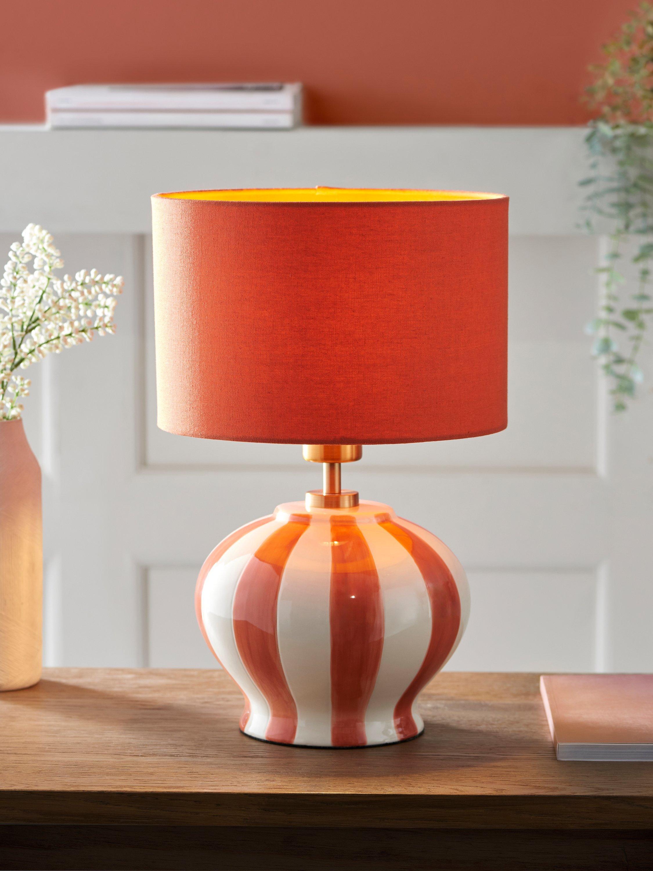 John Lewis Burano stripete keramisk bordlampe med skjerm, UK-versjon