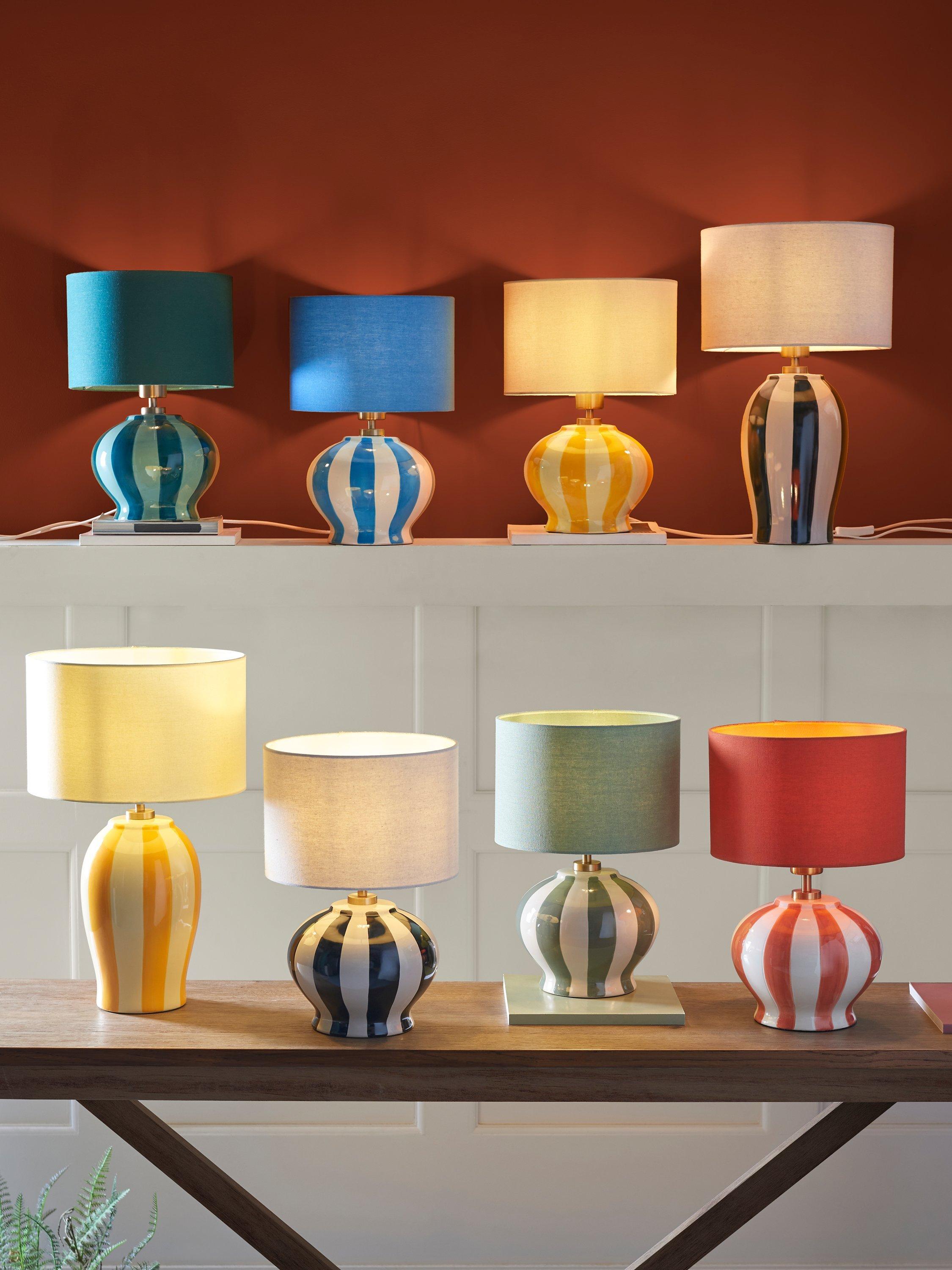 John Lewis Burano stripete keramisk bordlampe med skjerm, UK-versjon