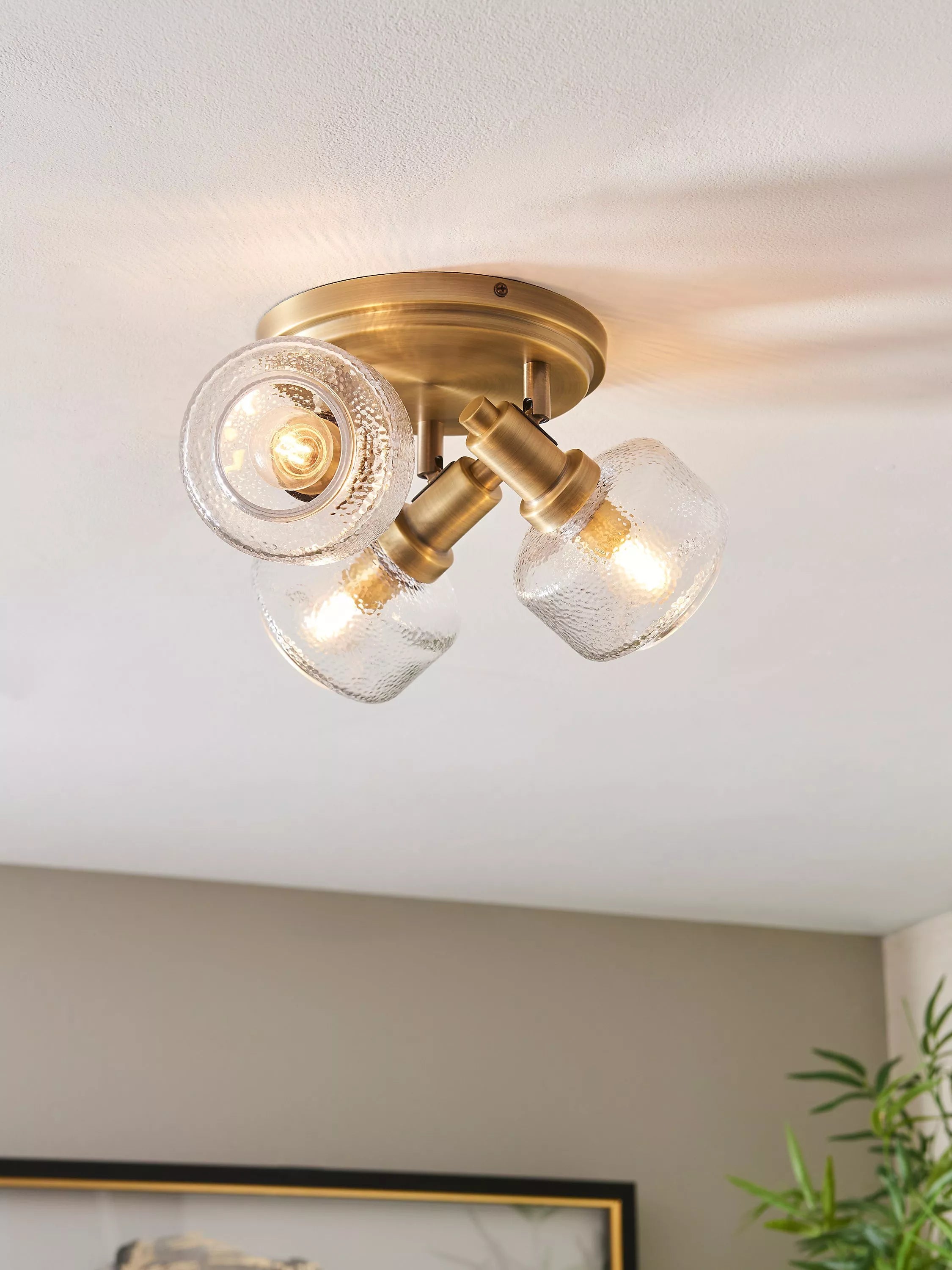 John Lewis Ruisseau 3-arm spotlight ceiling plate matte antique brass - British product