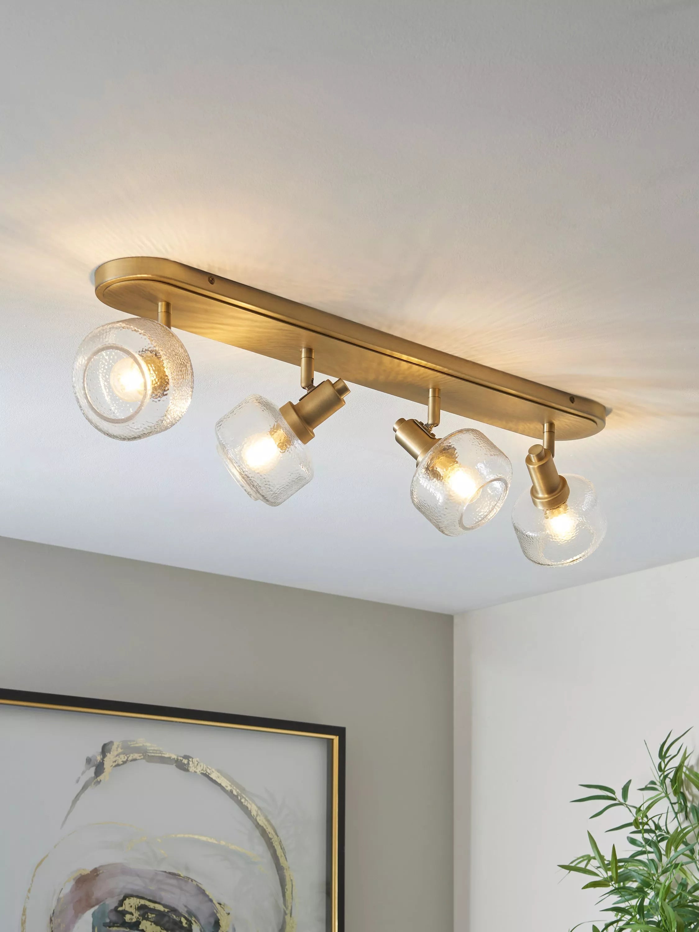 John Lewis 4 spotlight ceiling bar matte antique brass, UK version