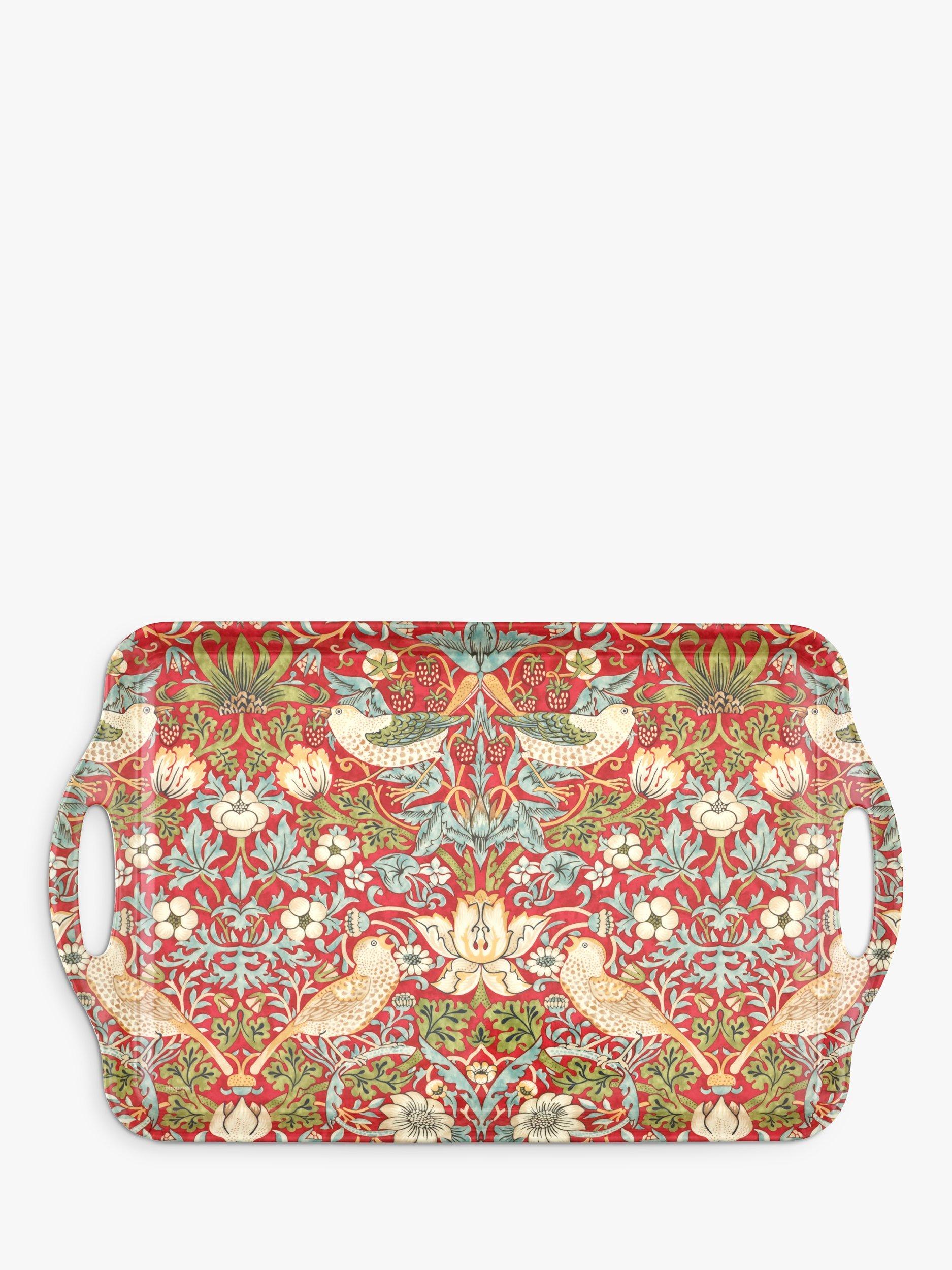 Morris & Co. large handled melamine tray with Strawberry Thief design, imported from the UK