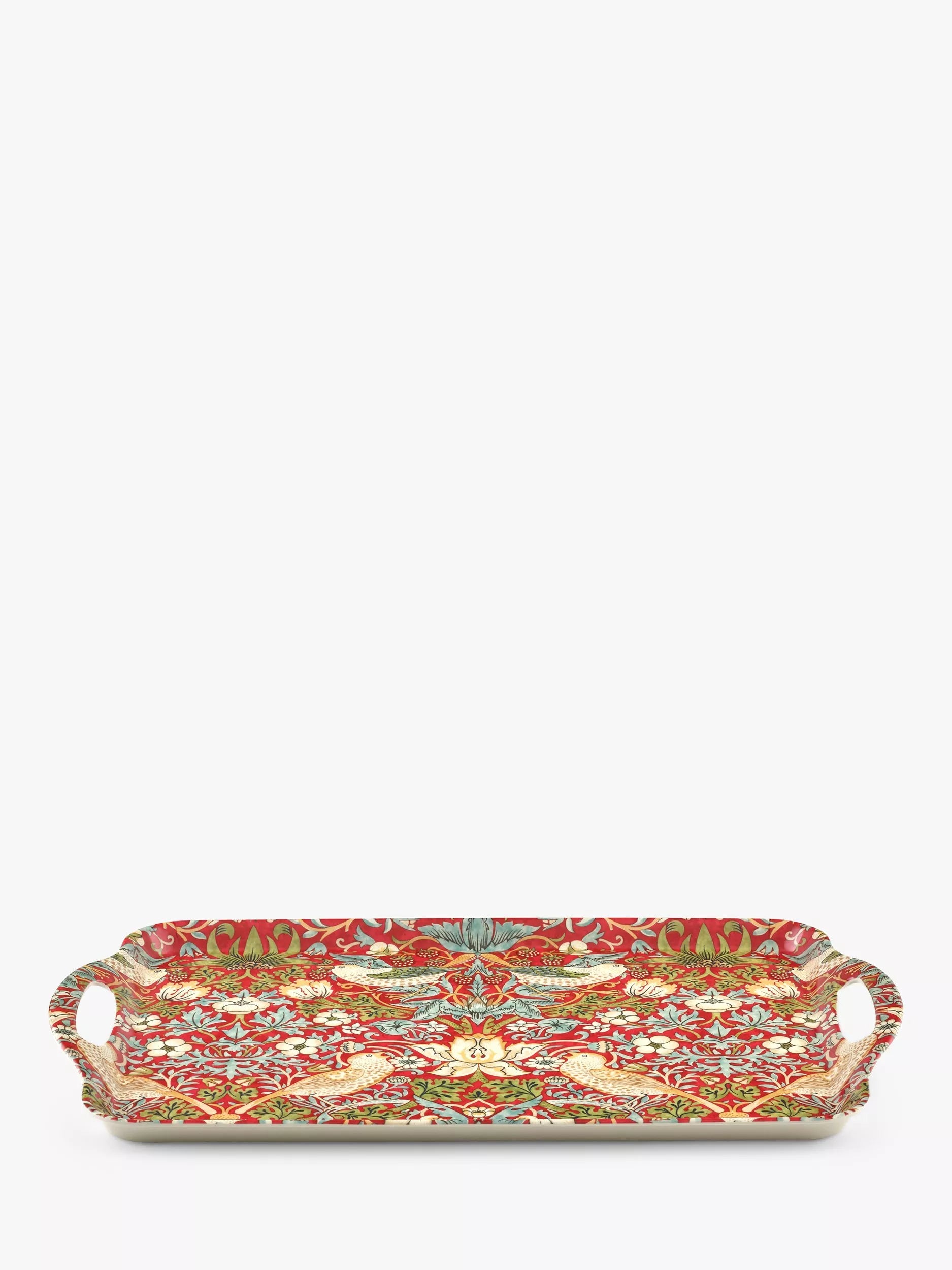 Morris & Co. large handled melamine tray with Strawberry Thief design, imported from the UK
