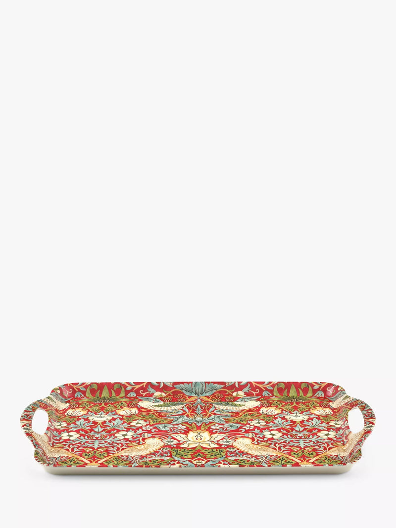 Morris & Co. large handled melamine tray with Strawberry Thief design, imported from the UK