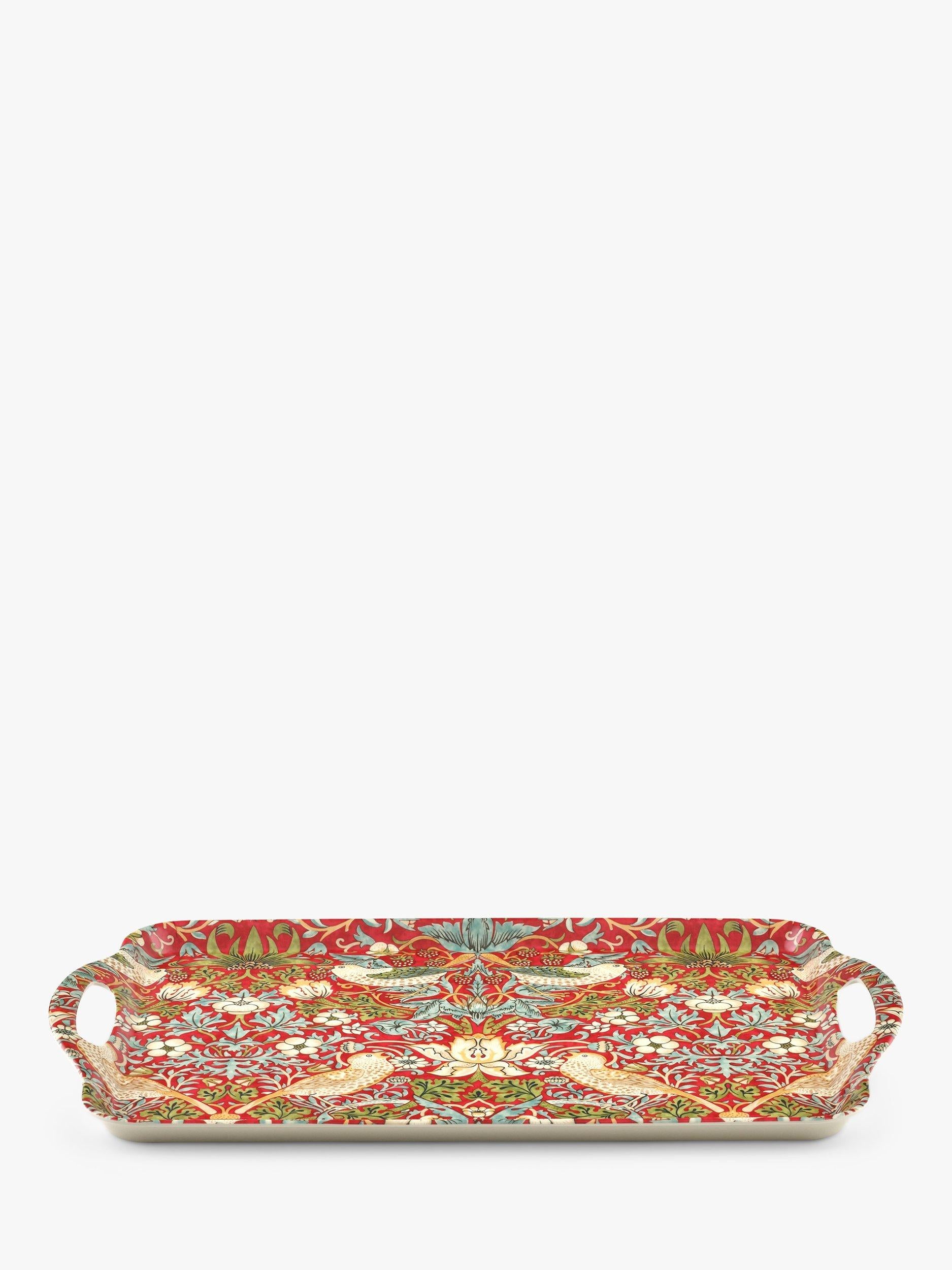 Morris & Co. large handled melamine tray with Strawberry Thief design, imported from the UK