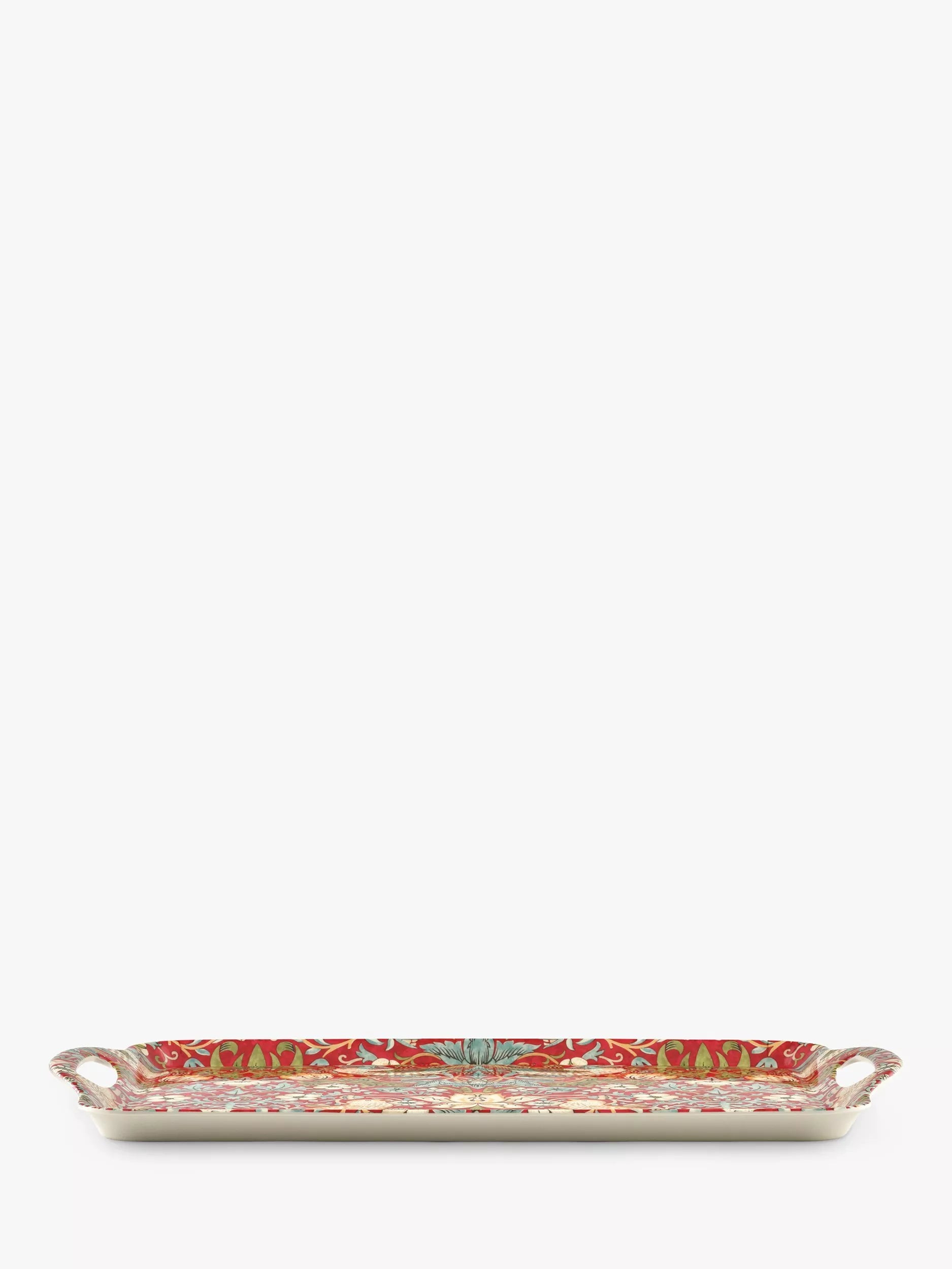 Morris & Co. large handled melamine tray with Strawberry Thief design, imported from the UK