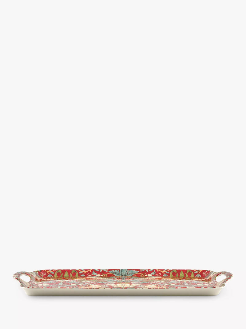 Morris & Co. large handled melamine tray with Strawberry Thief design, imported from the UK