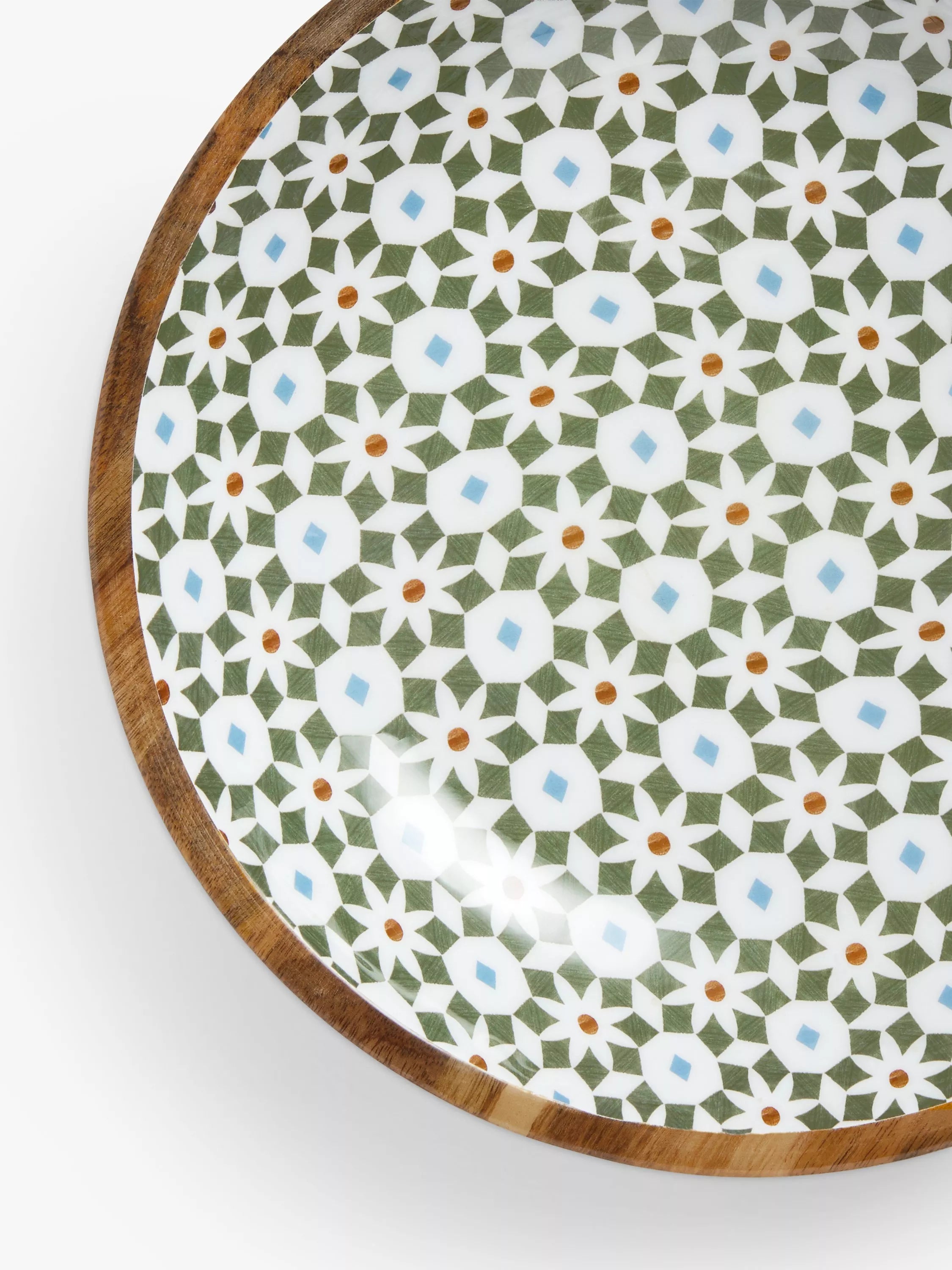 John Lewis serving bowl with Lisbon tile print, 38cm in mango wood, UK version