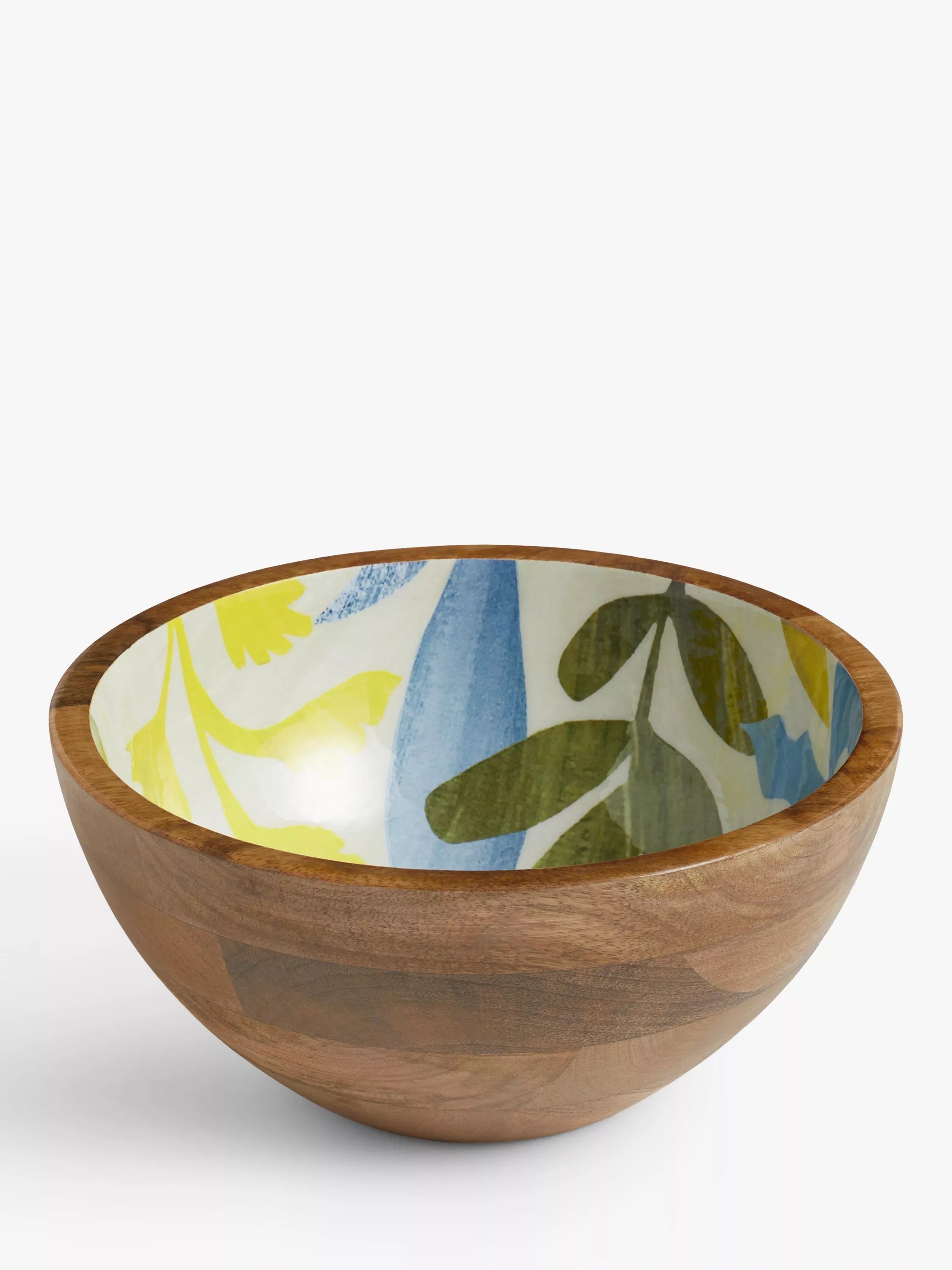 John Lewis handmade mango wood salad bowl with foliage print, 24cm, UK version