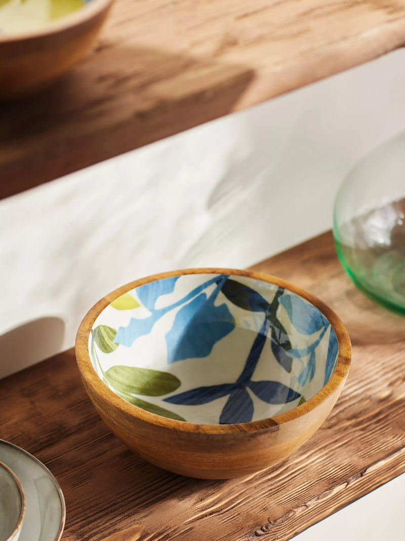 John Lewis handmade mango wood salad bowl with foliage print, 24cm, UK version