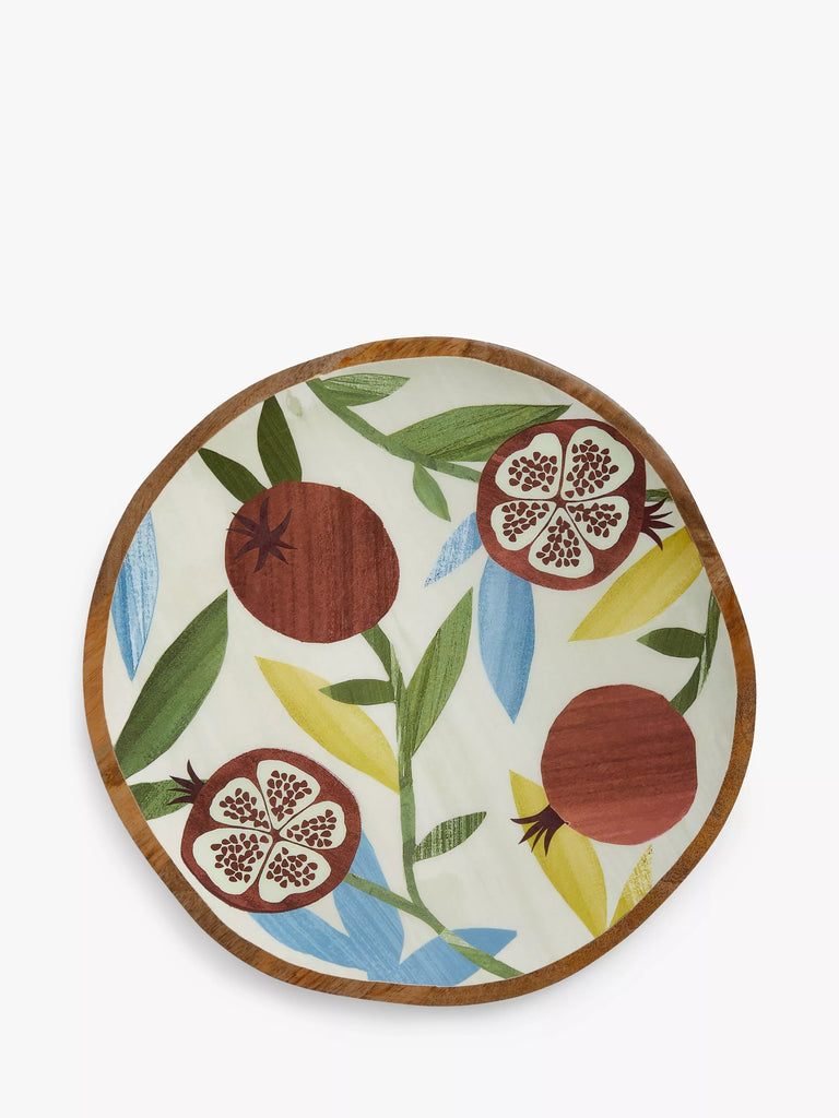 John Lewis Lisbon Foliage Organic Shape Platter, FSC-Certified (Mango Wood), Natural/Multi