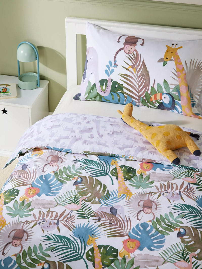 John Lewis kids' reversible safari duvet cover and pillowcase set, UK version