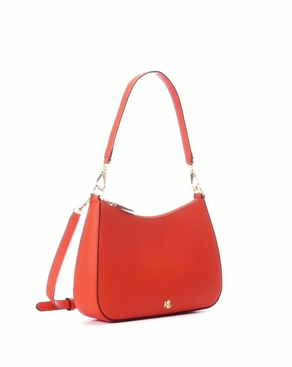 Lauren Ralph Lauren Danni crosshatch leather shoulder bag, UK version