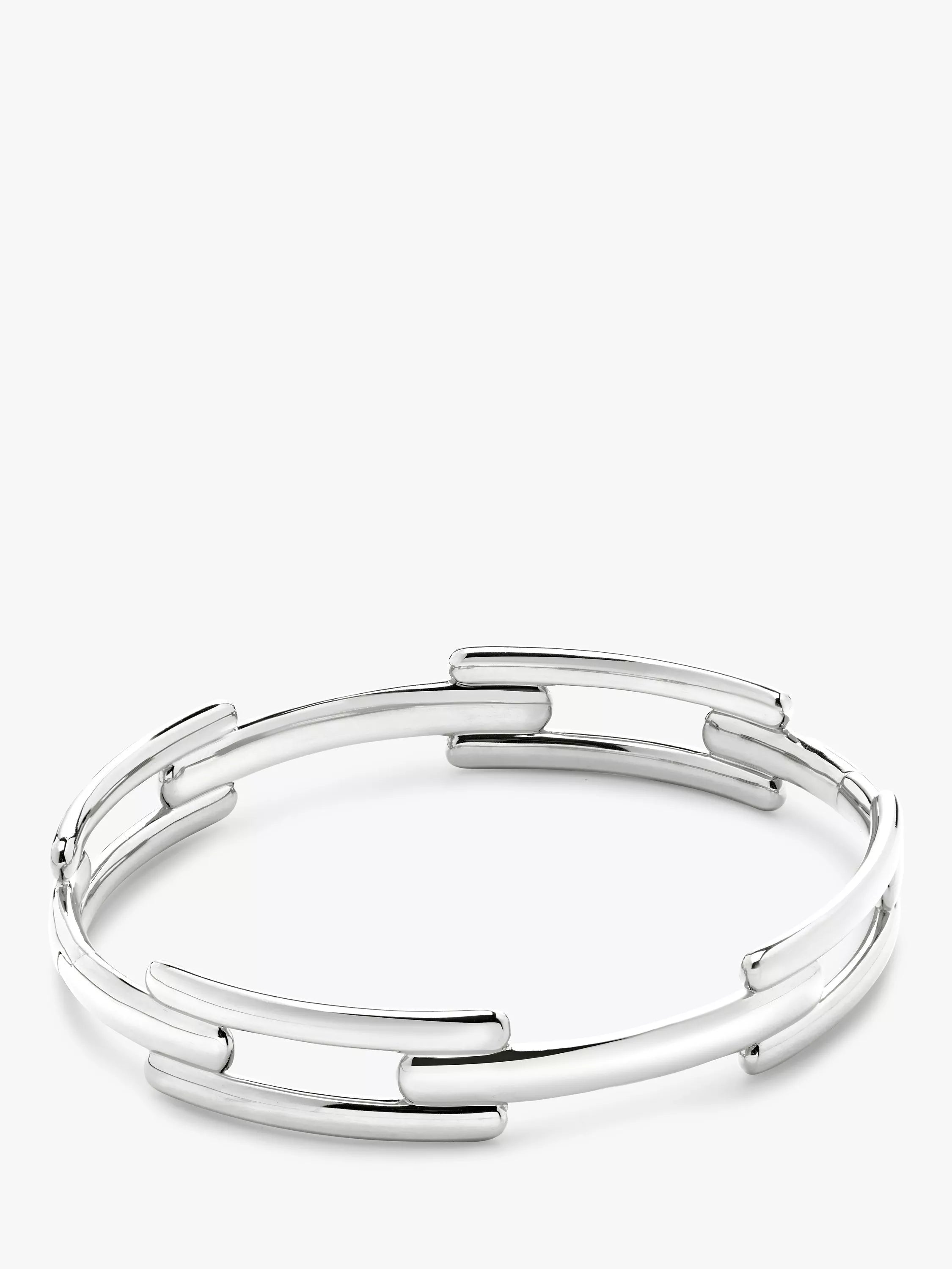 Bracelet jonc Monica Vinader signature link argent petit, importé du Royaume-Uni