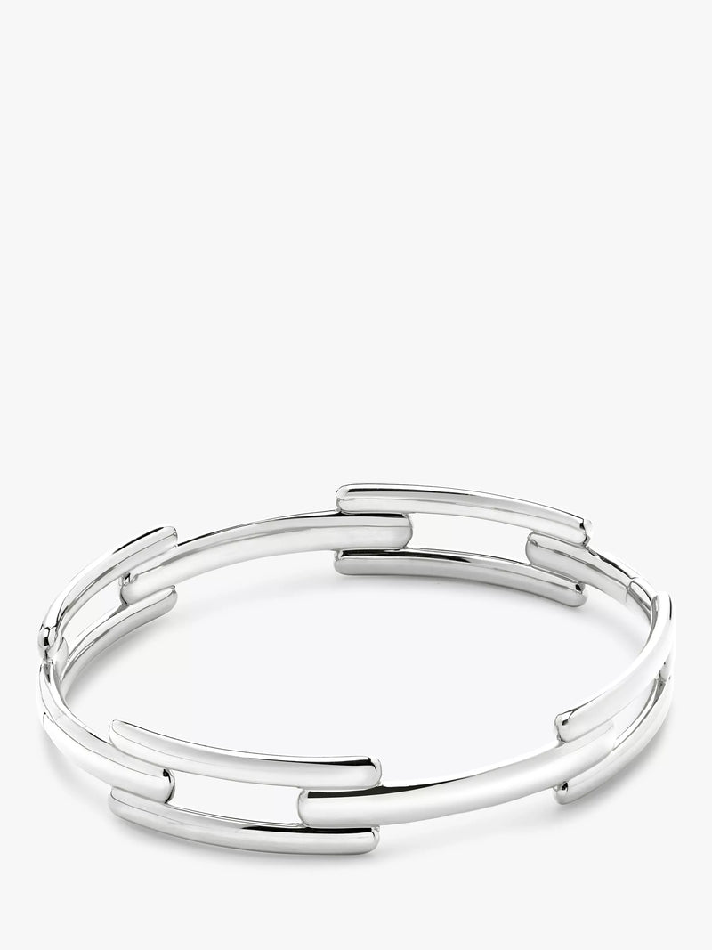 Bracelet jonc Monica Vinader signature link argent petit, importé du Royaume-Uni