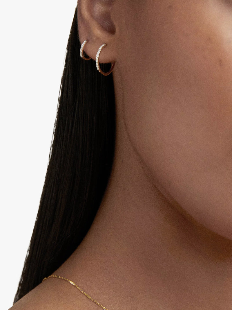 Monica Vinader gold diamond hoop earrings 14ct - British product