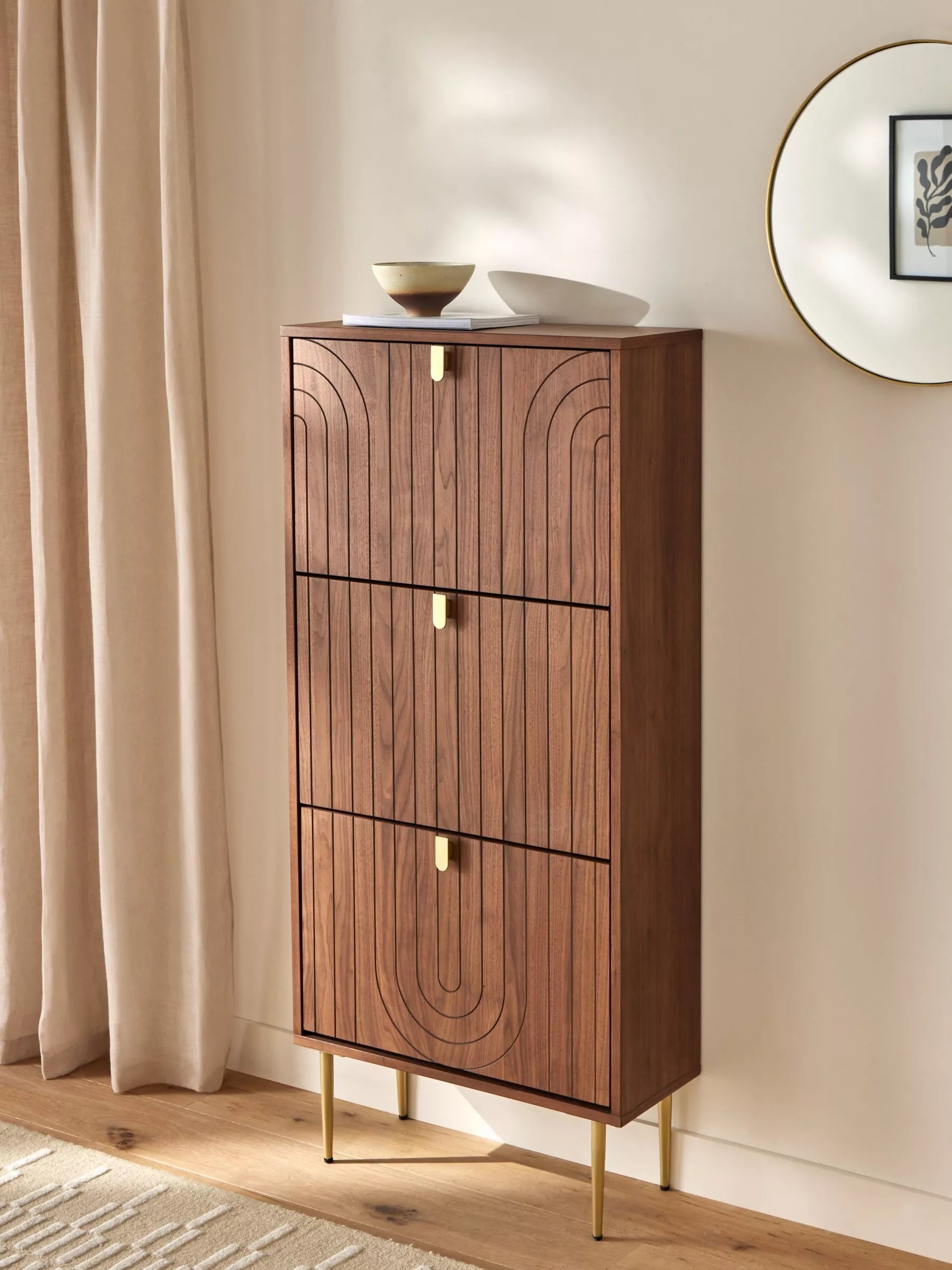 John Lewis Harvard Tall Shoe Storage Unit in Walnut (British brand)